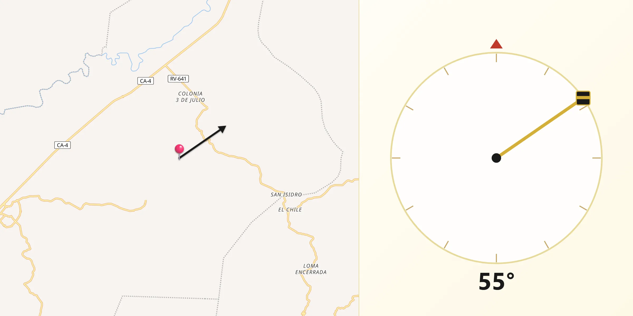 Dirección de la Qibla desde Nueva Arcadia
