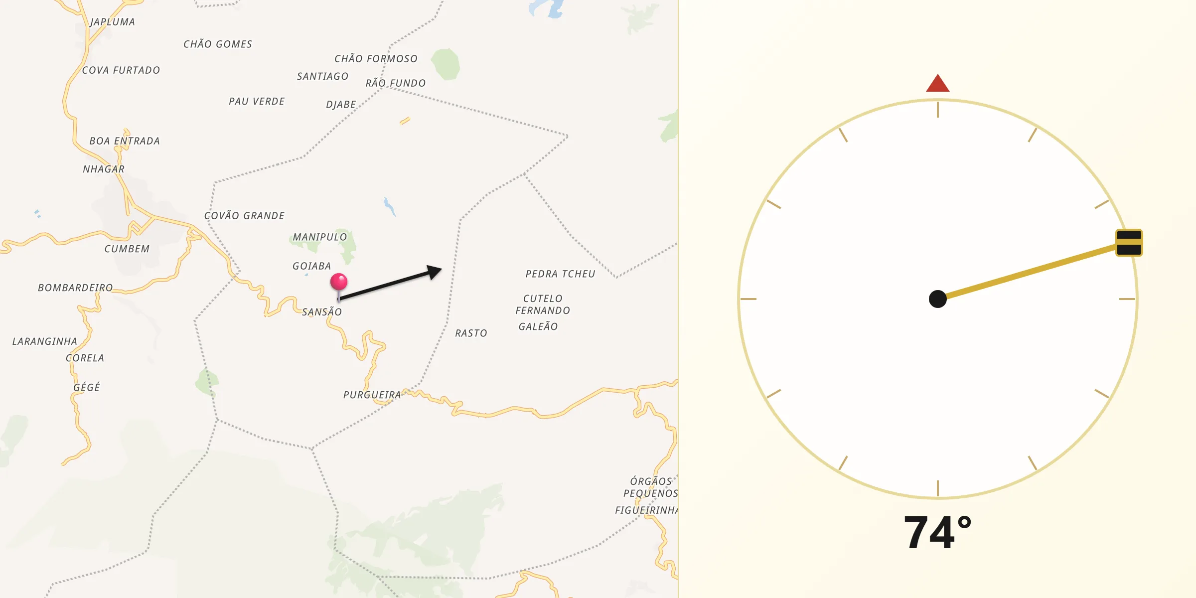 Direção da Qibla a partir de Picos