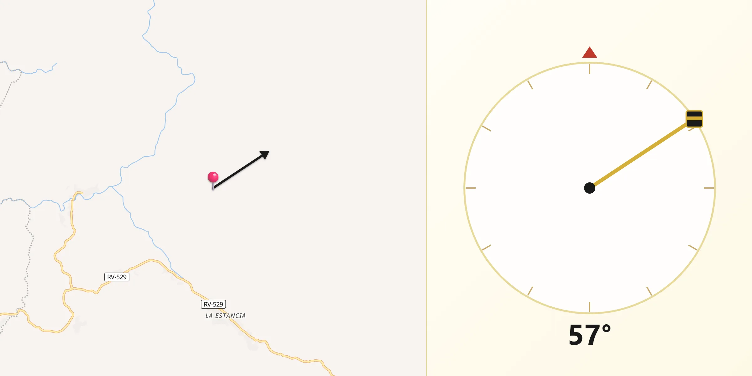 Dirección de la Qibla desde La Guata