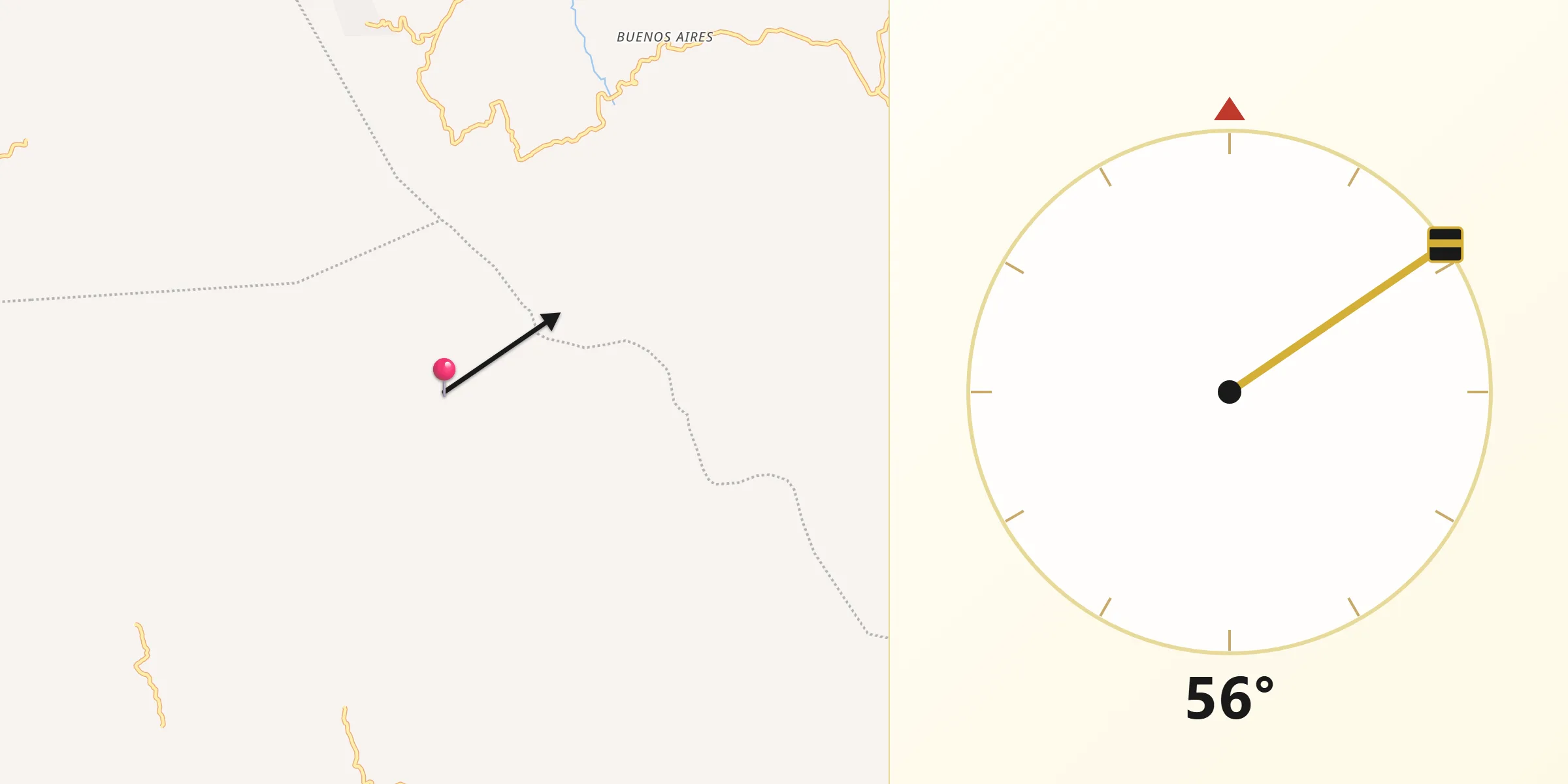 Dirección de la Qibla desde El Perico