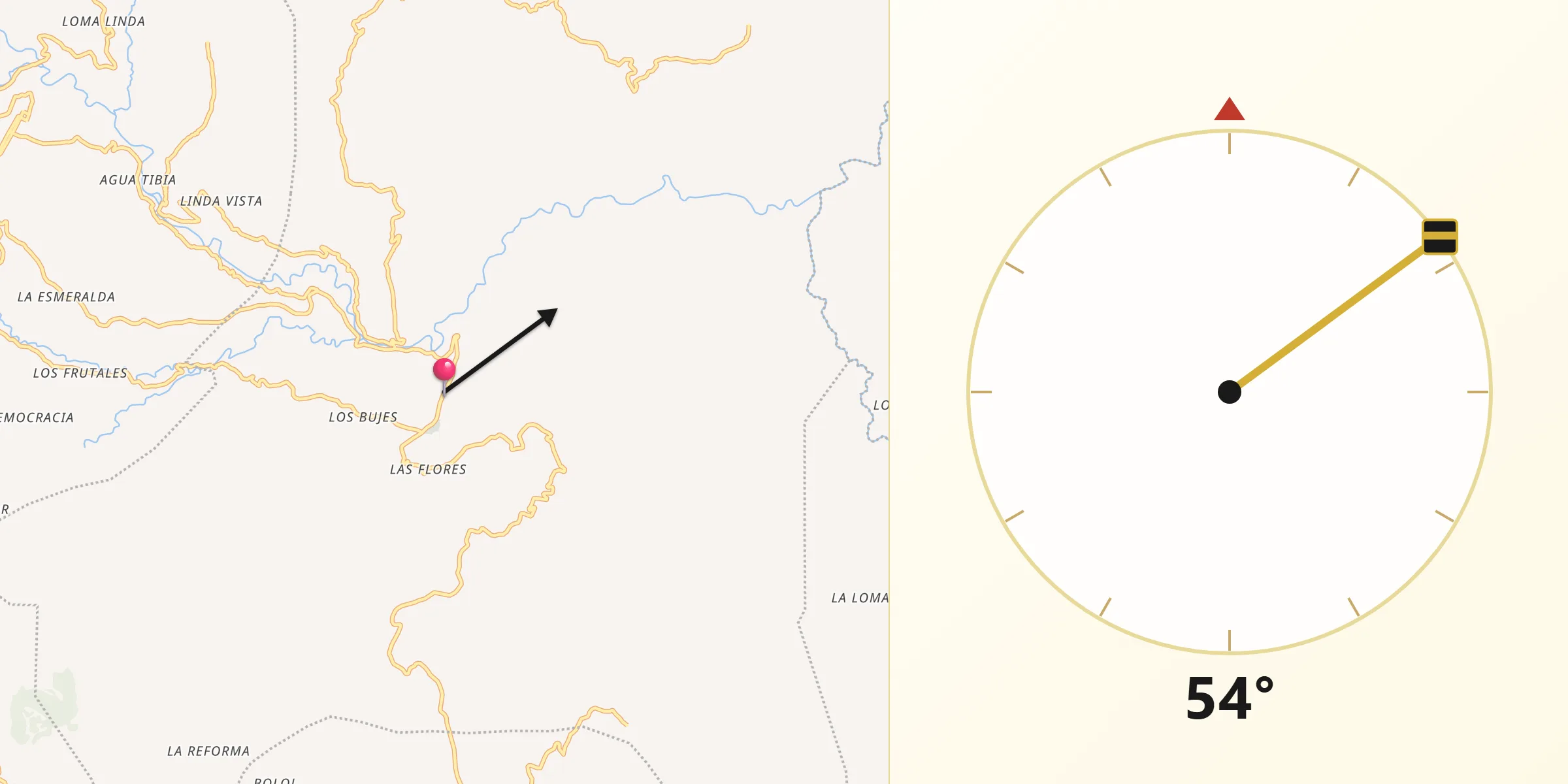 Dirección de la Qibla desde Comitancillo