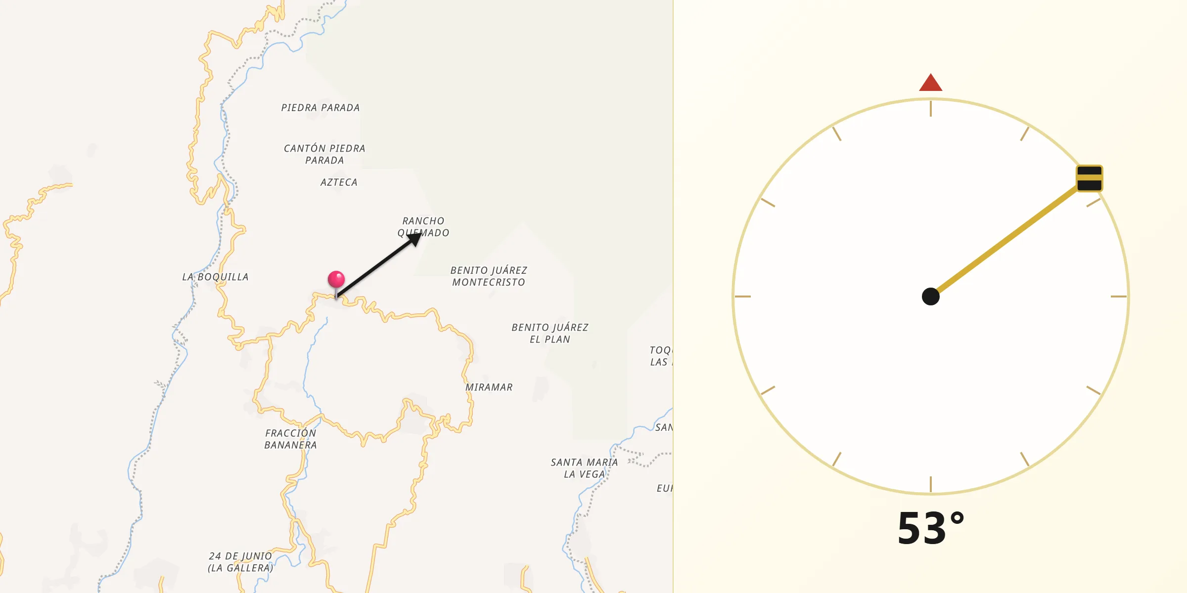 Dirección de la Qibla desde El Águila