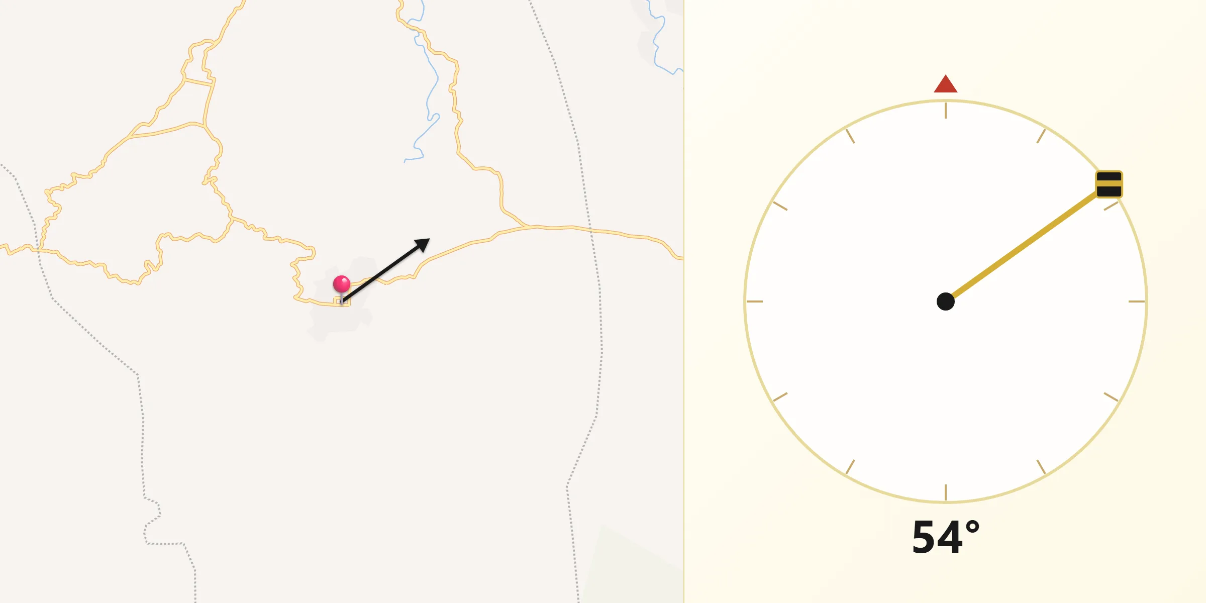Dirección de la Qibla desde San Miguel Chicaj