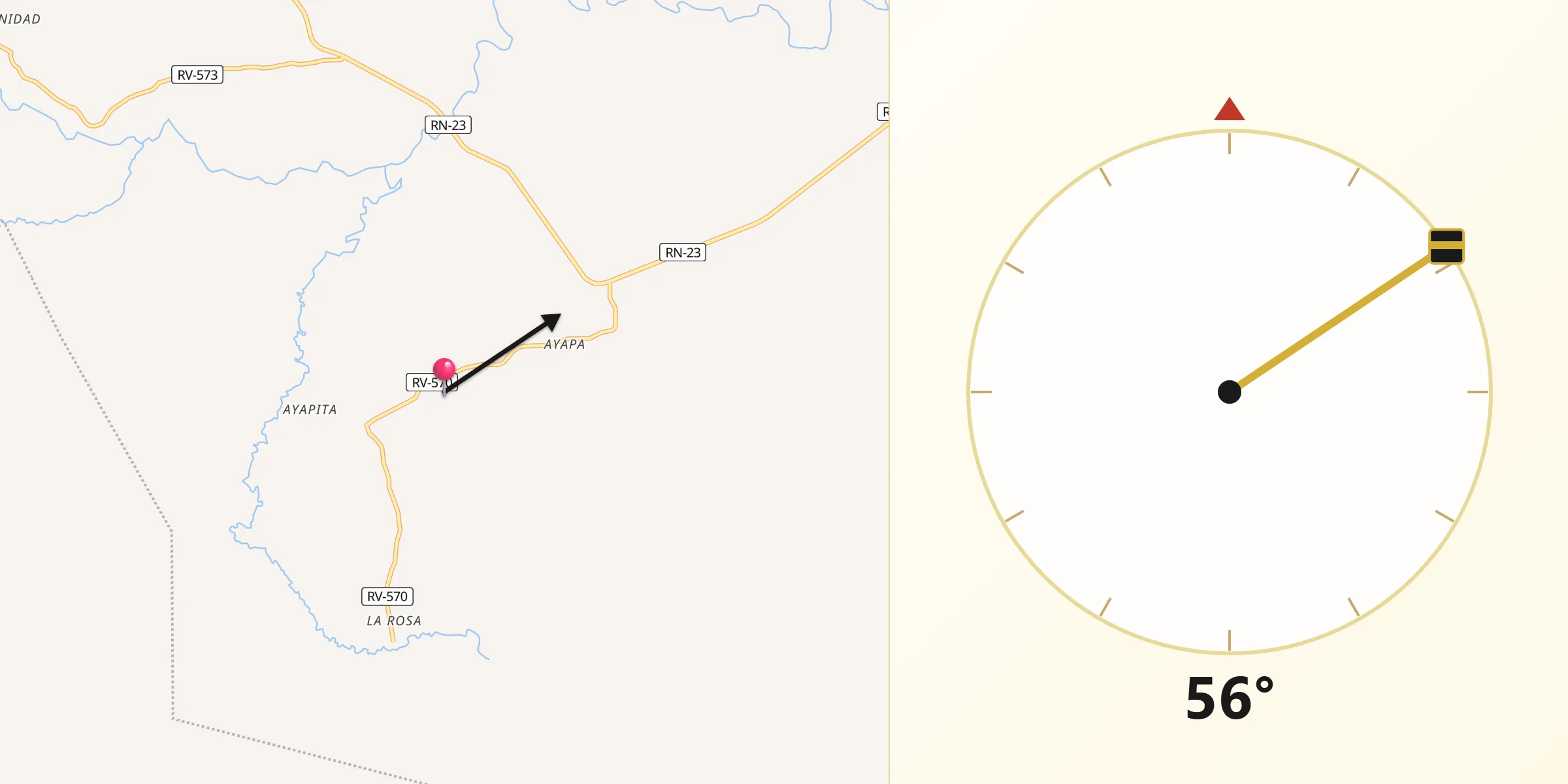 Dirección de la Qibla desde La Trinidad