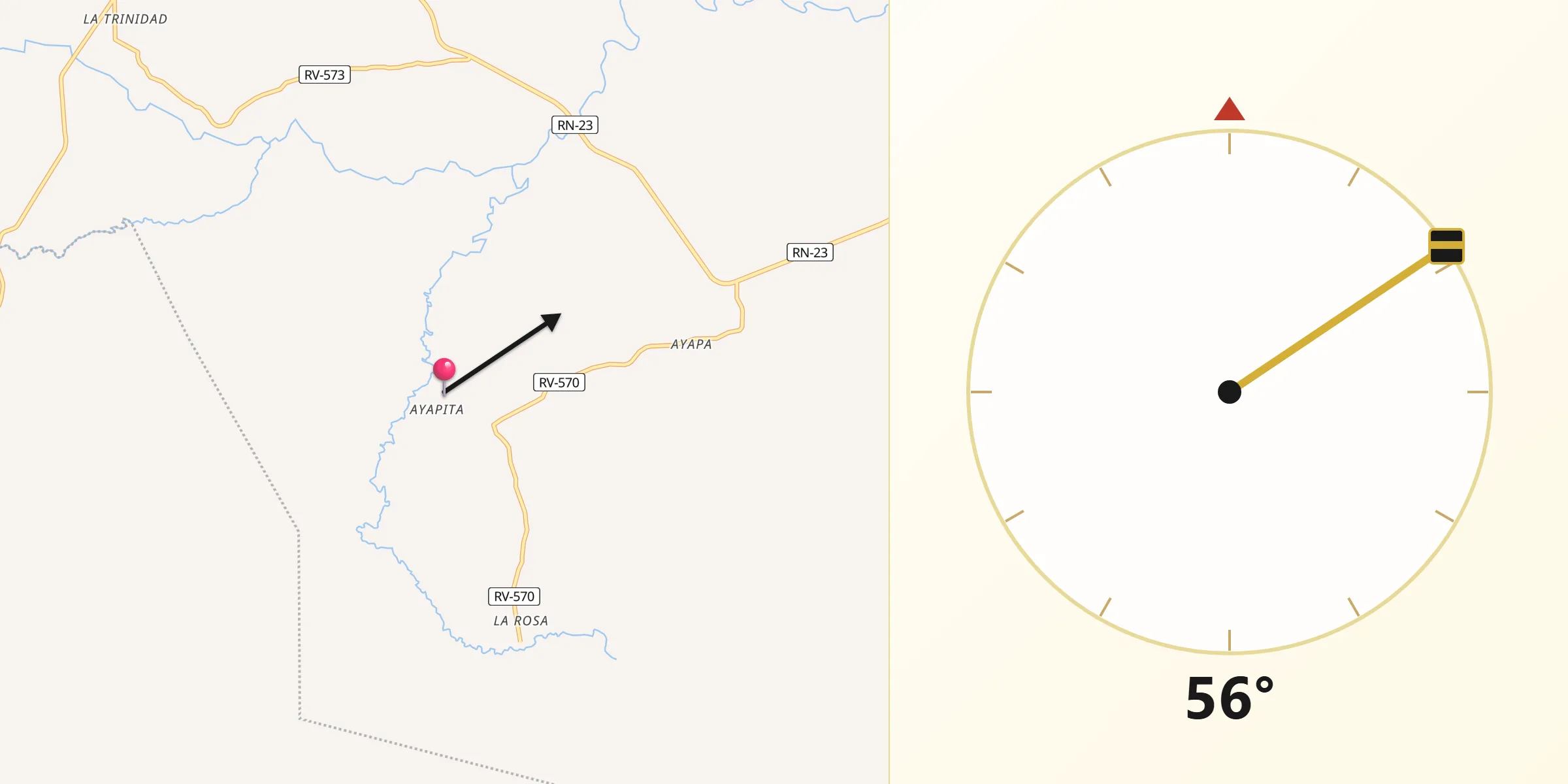 Dirección de la Qibla desde Lomitas