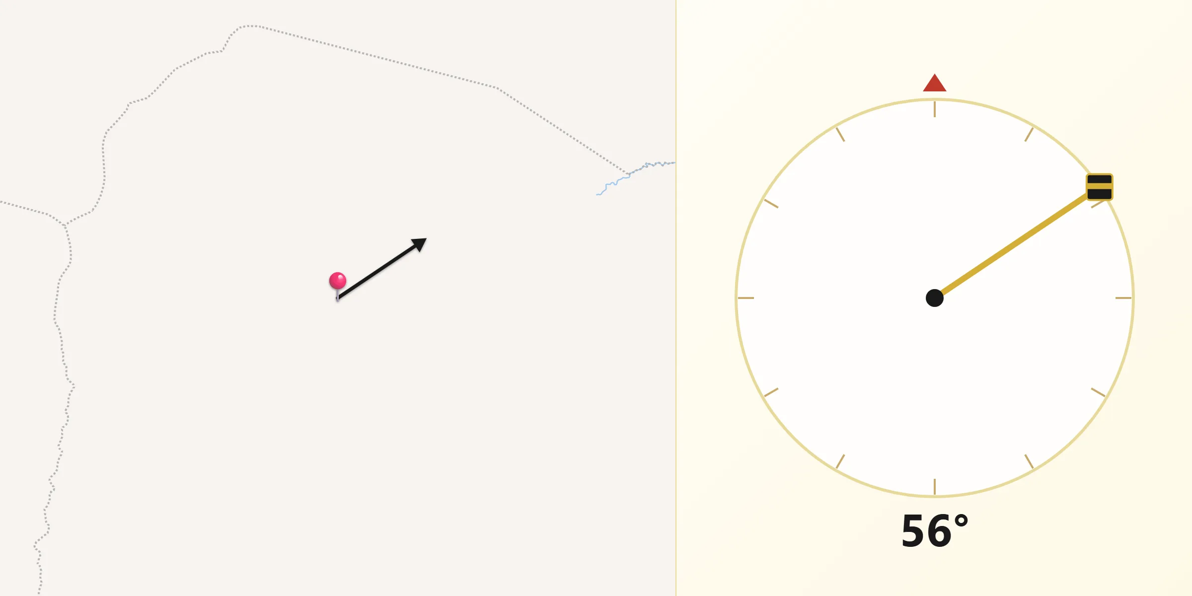 Dirección de la Qibla desde Paujiles