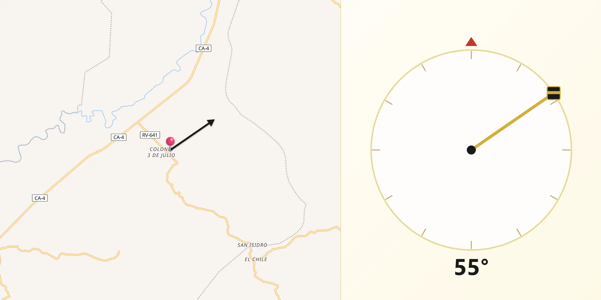 Dirección de la Qibla desde Chalmeca