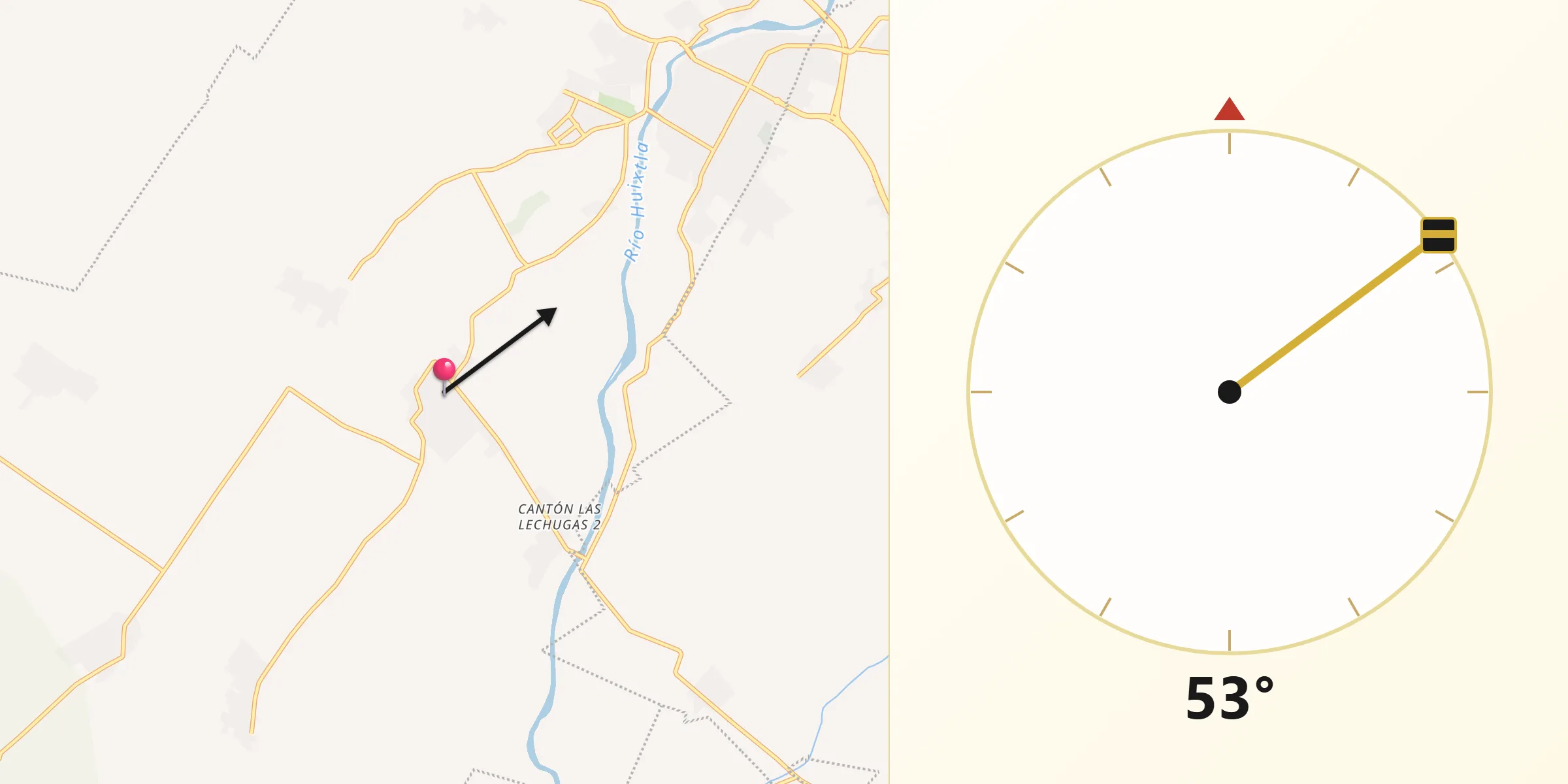 Dirección de la Qibla desde Cantón las Delicias