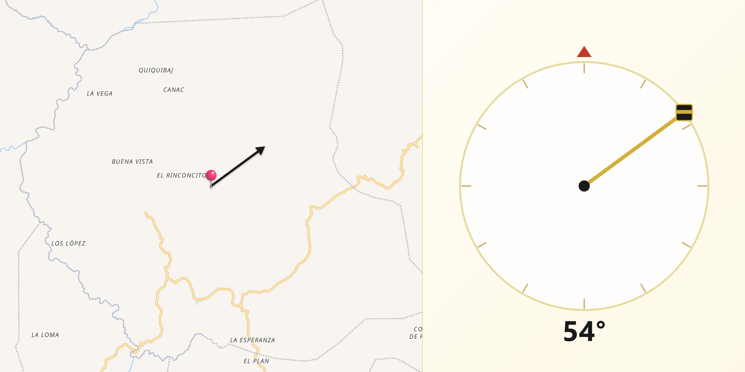 Dirección de la Qibla desde Municipio de Cabricán