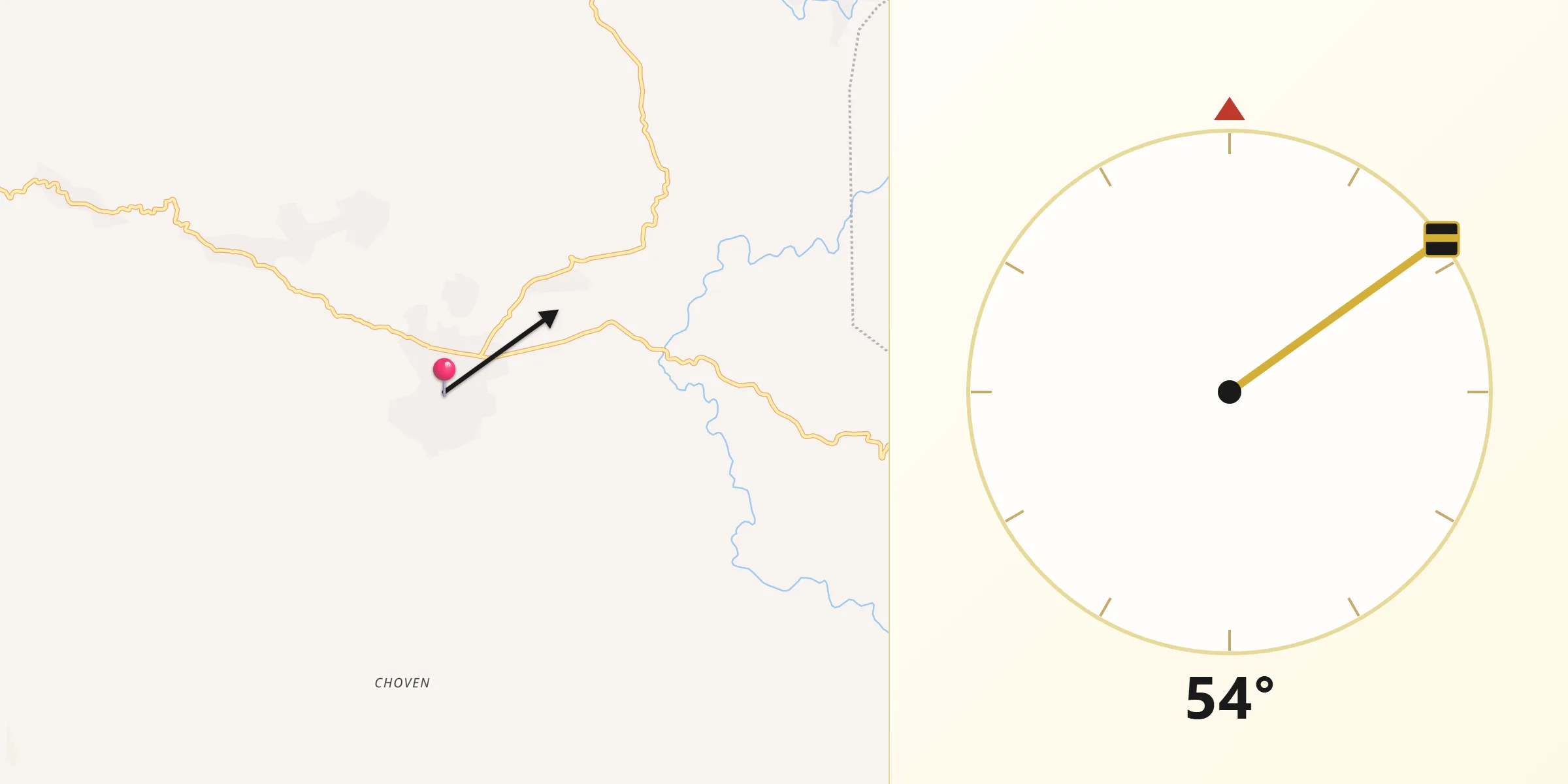 Dirección de la Qibla desde Cubulco