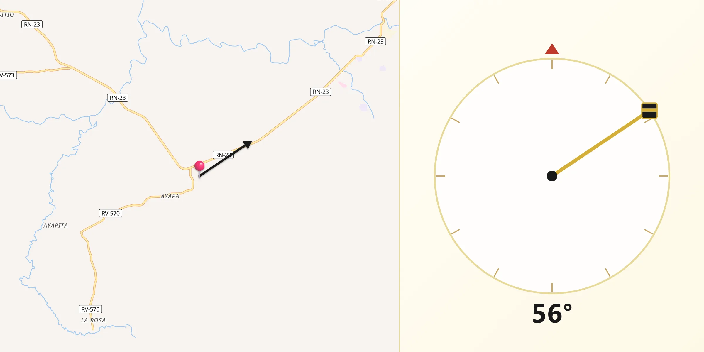 Dirección de la Qibla desde Ayapa