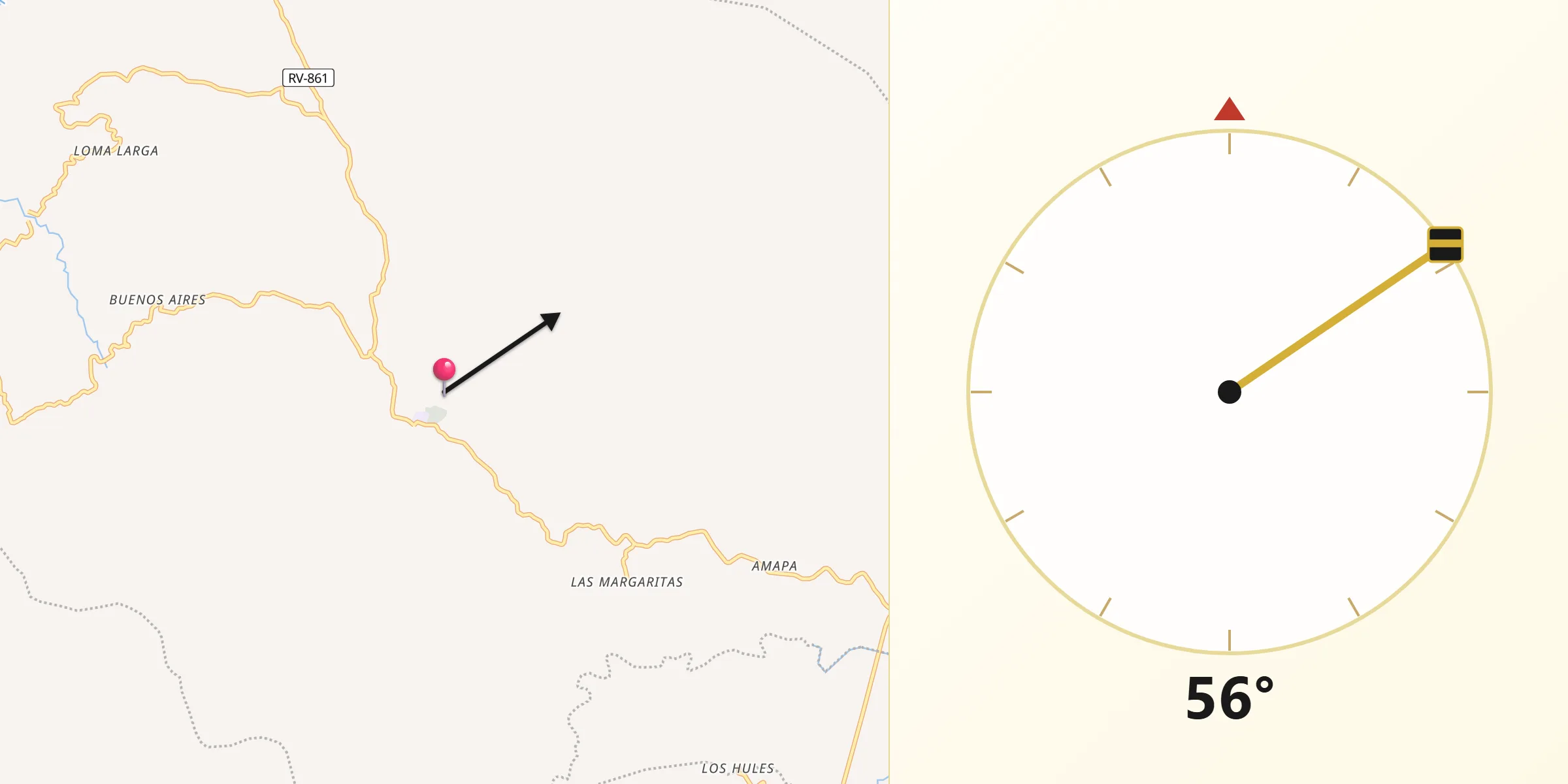 Dirección de la Qibla desde San Antonio de Cortés