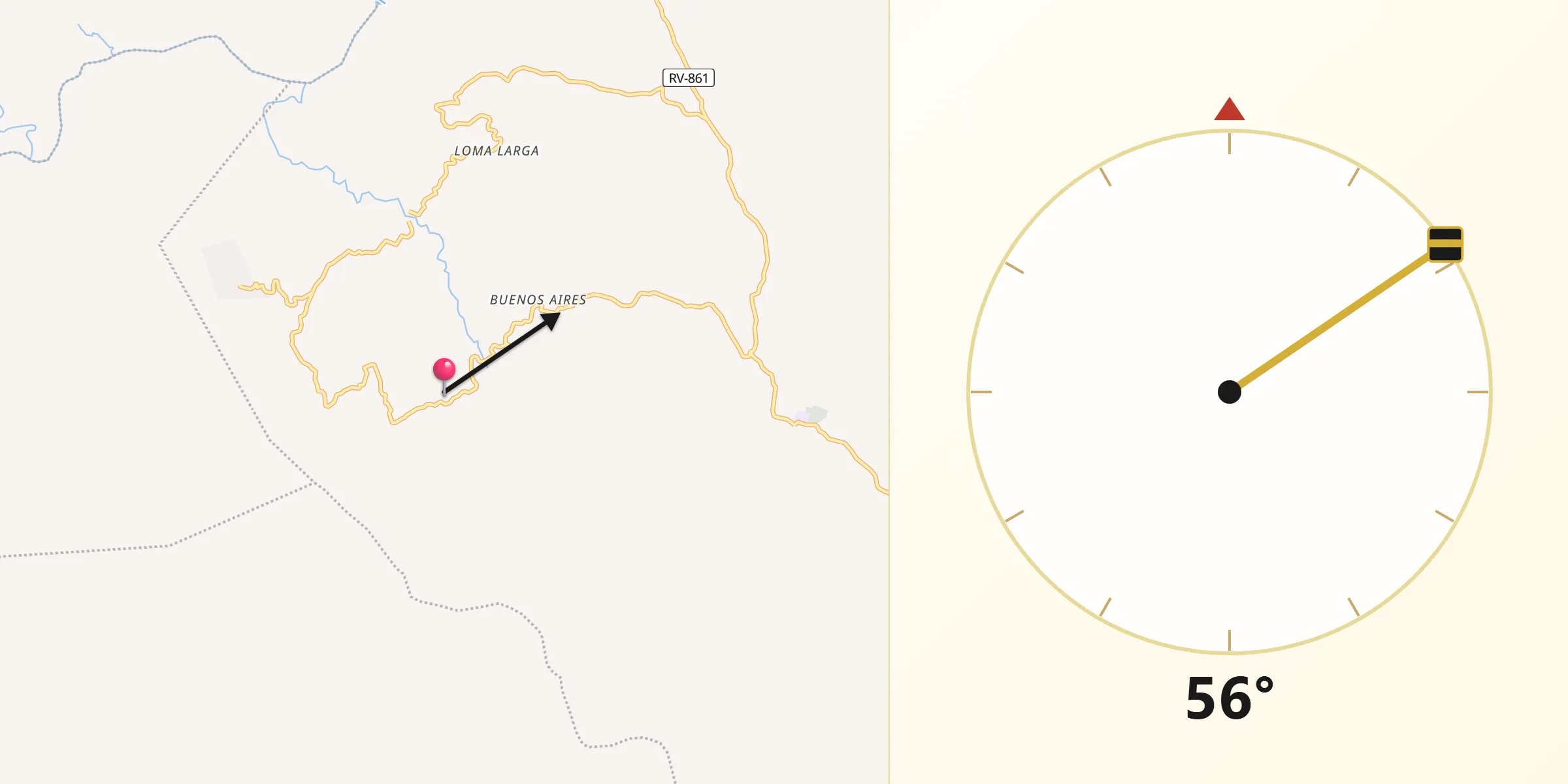Dirección de la Qibla desde Casa Quemada