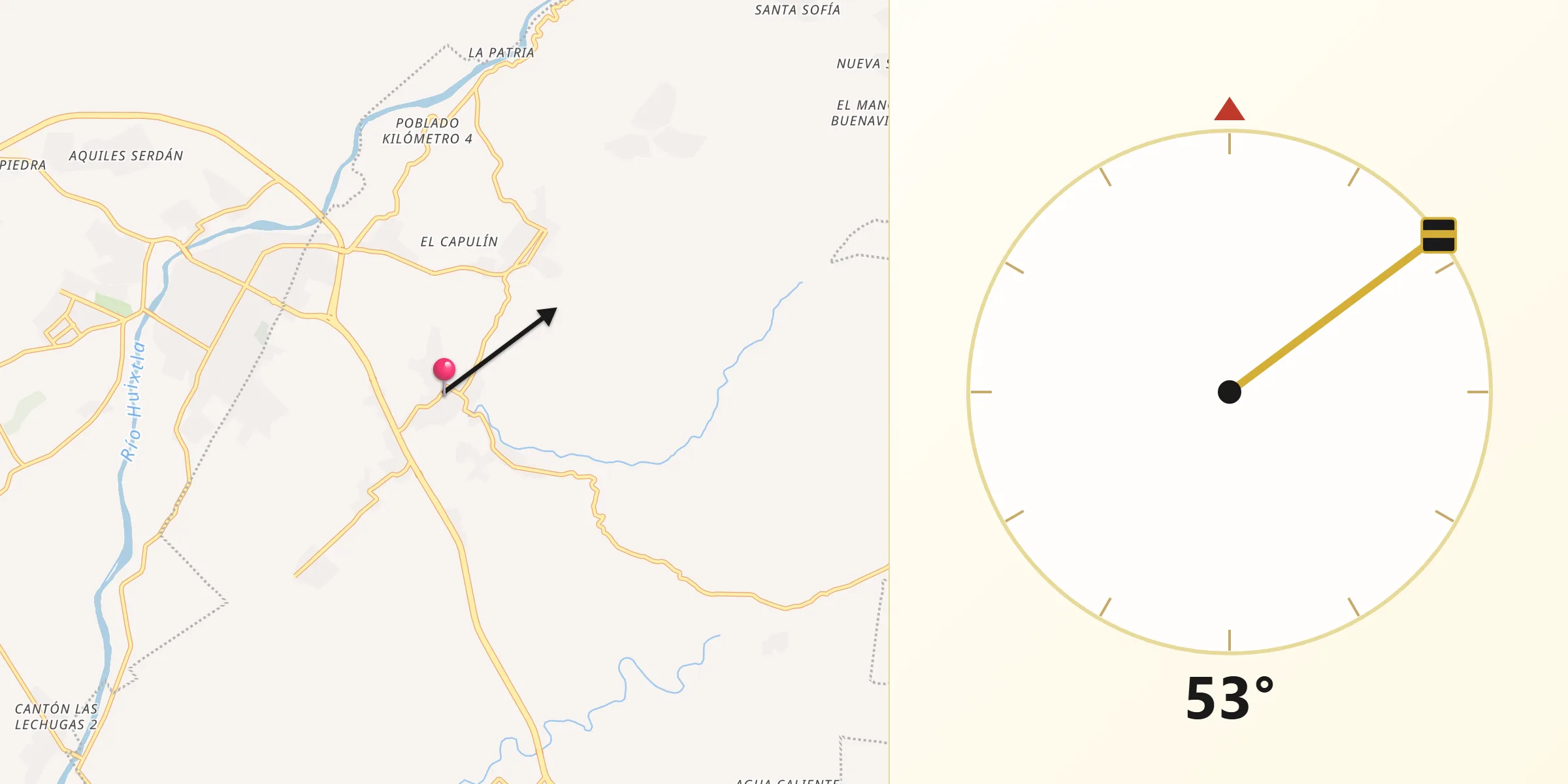 Dirección de la Qibla desde Xochiltepec