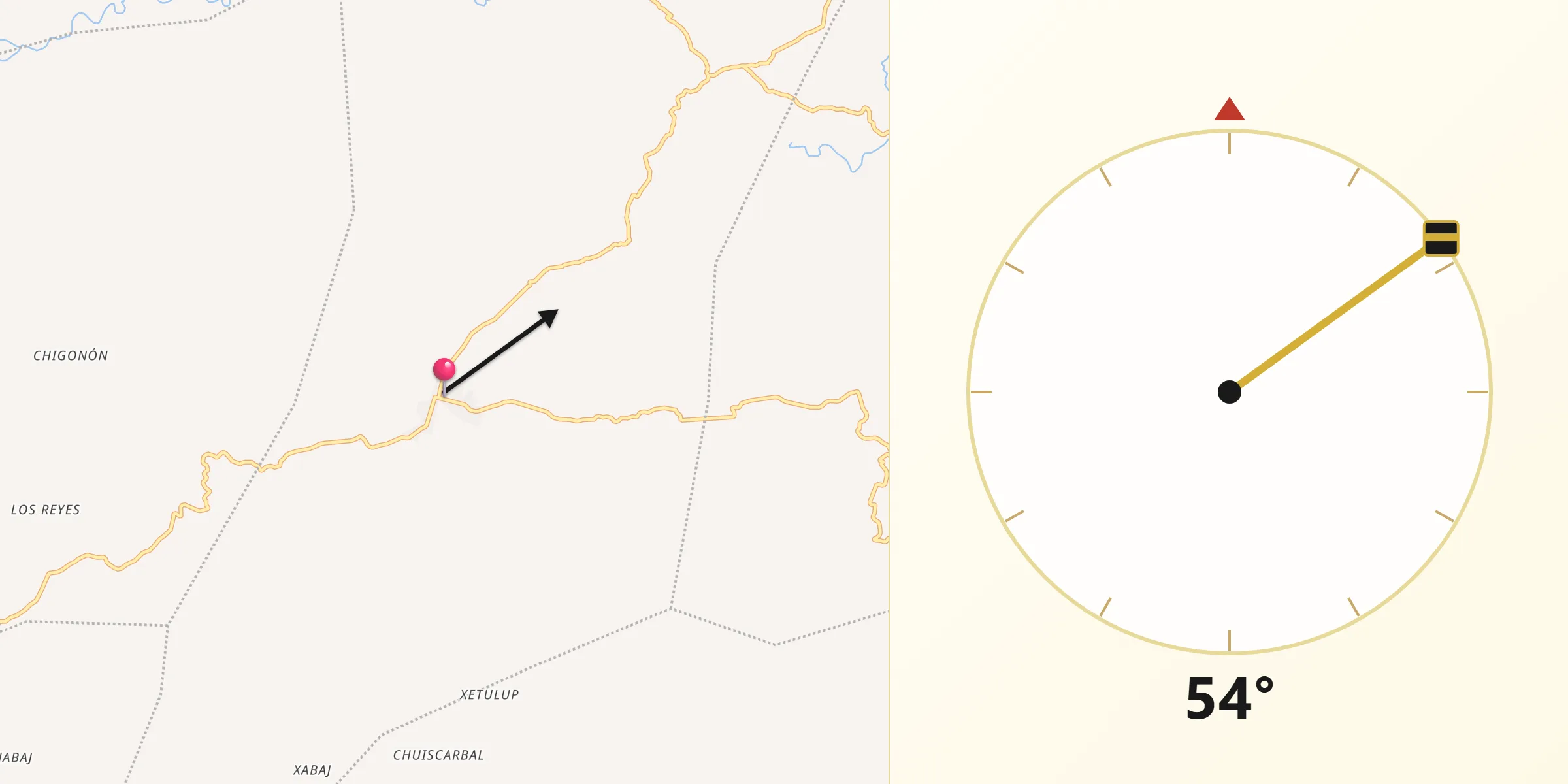 Dirección de la Qibla desde San Andrés Sajcabajá