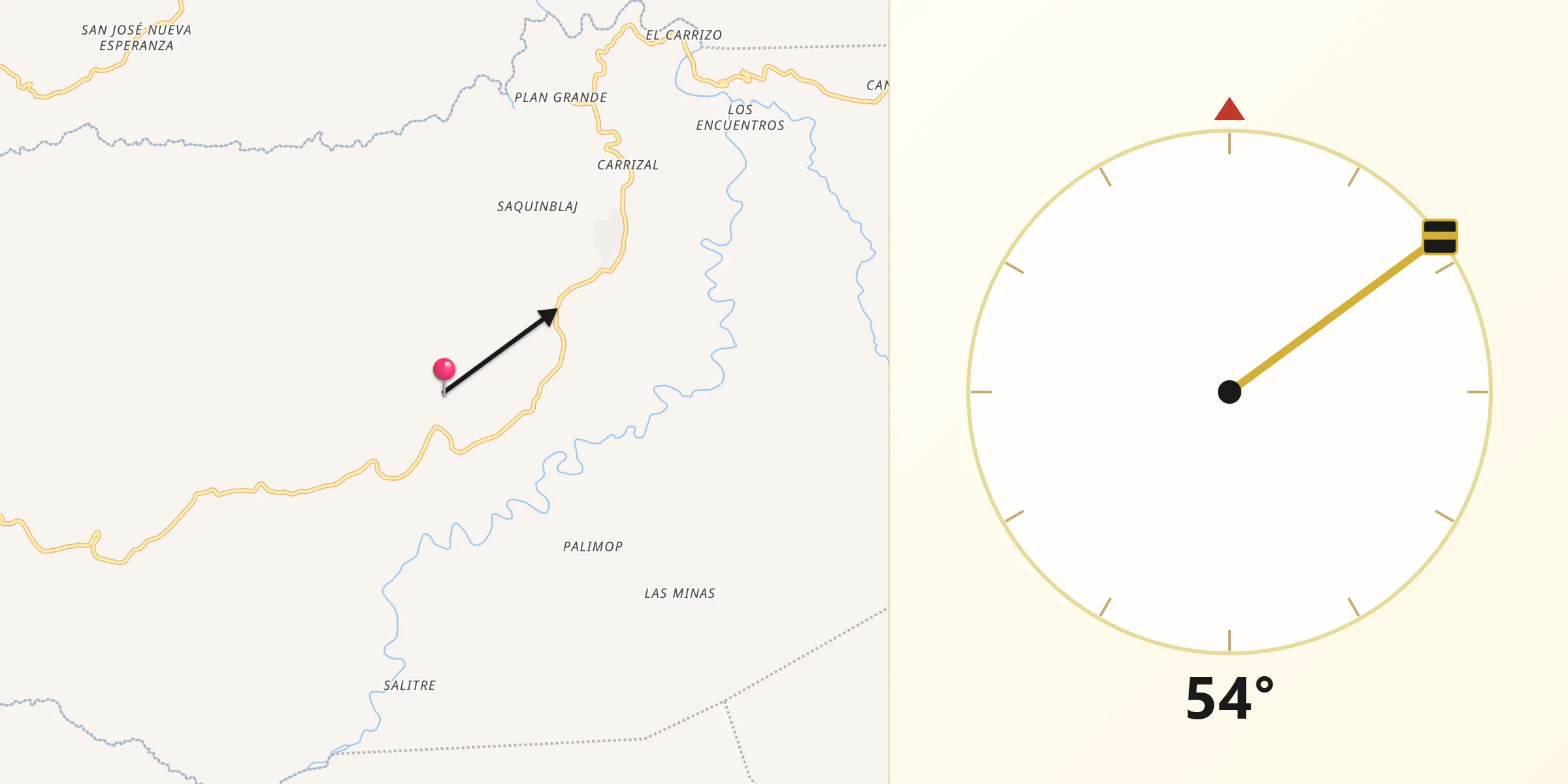 Dirección de la Qibla desde Municipio de Sipacapa