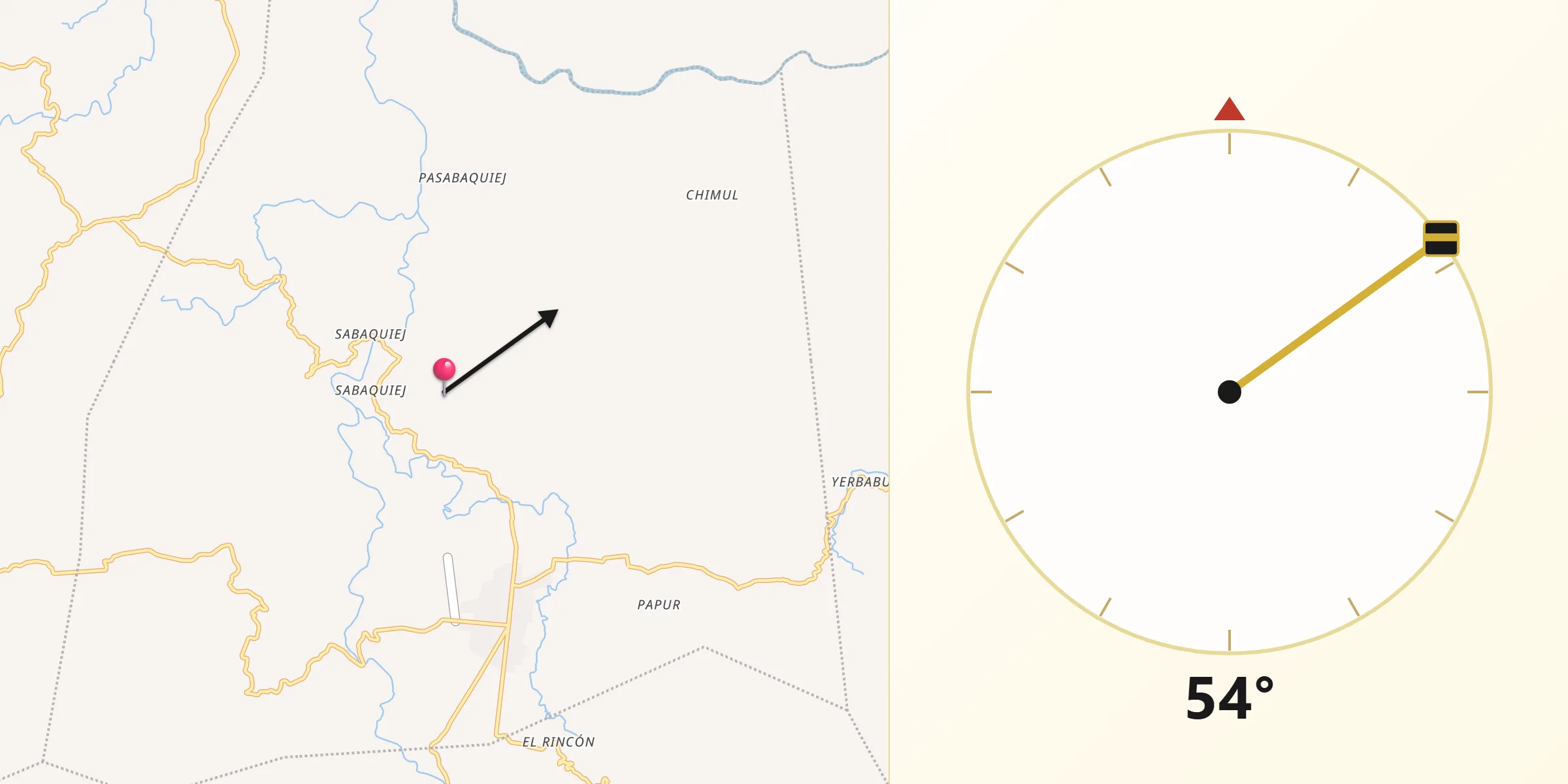 Dirección de la Qibla desde Municipio de Canillá