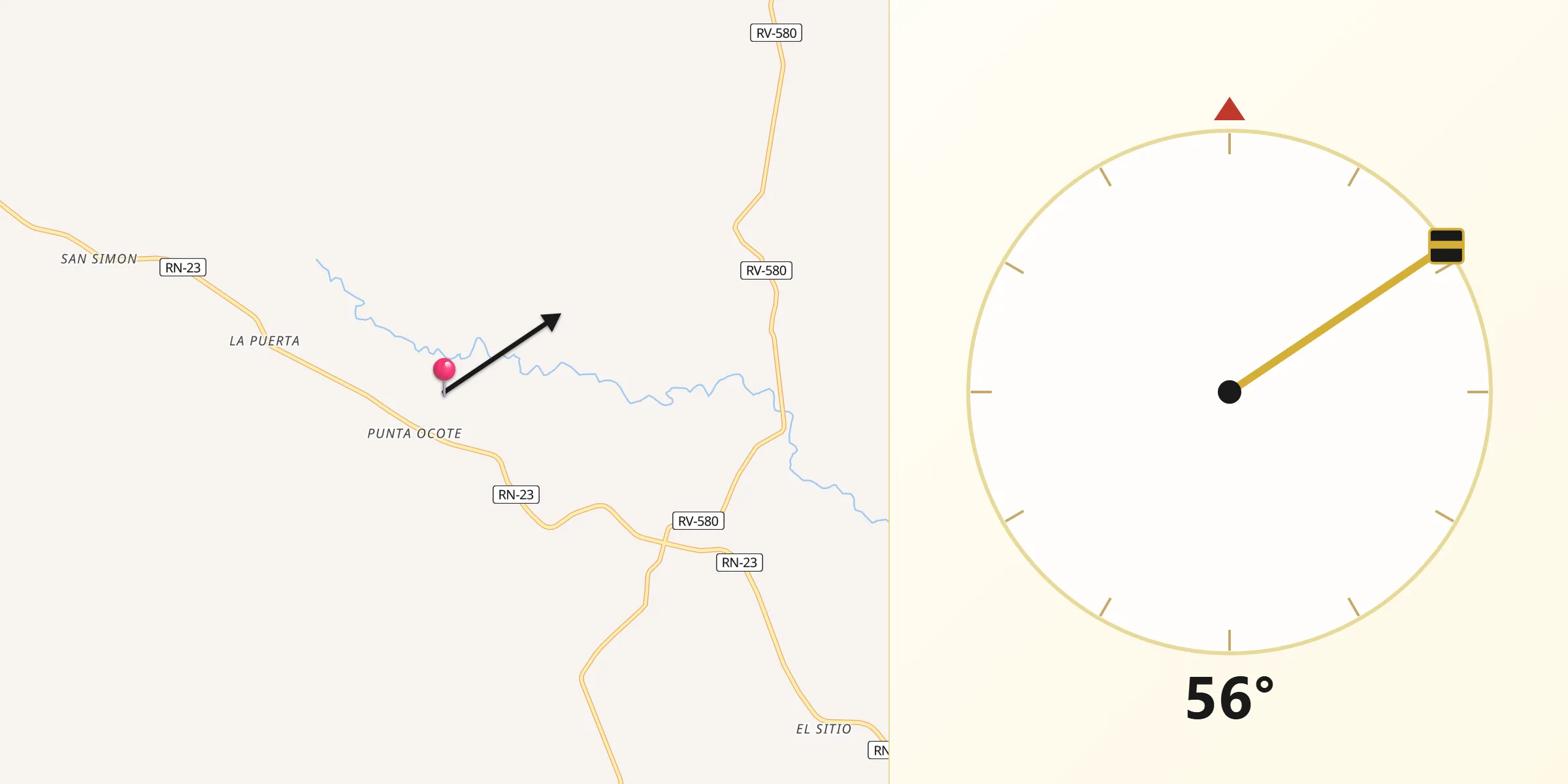 Dirección de la Qibla desde Punta Ocote