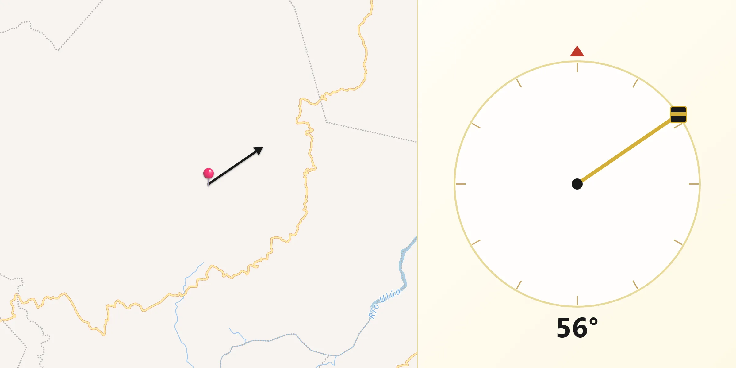 Dirección de la Qibla desde Concepción del Norte