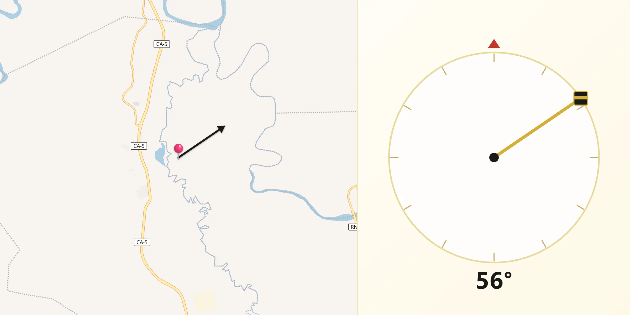 Dirección de la Qibla desde Potrerillos