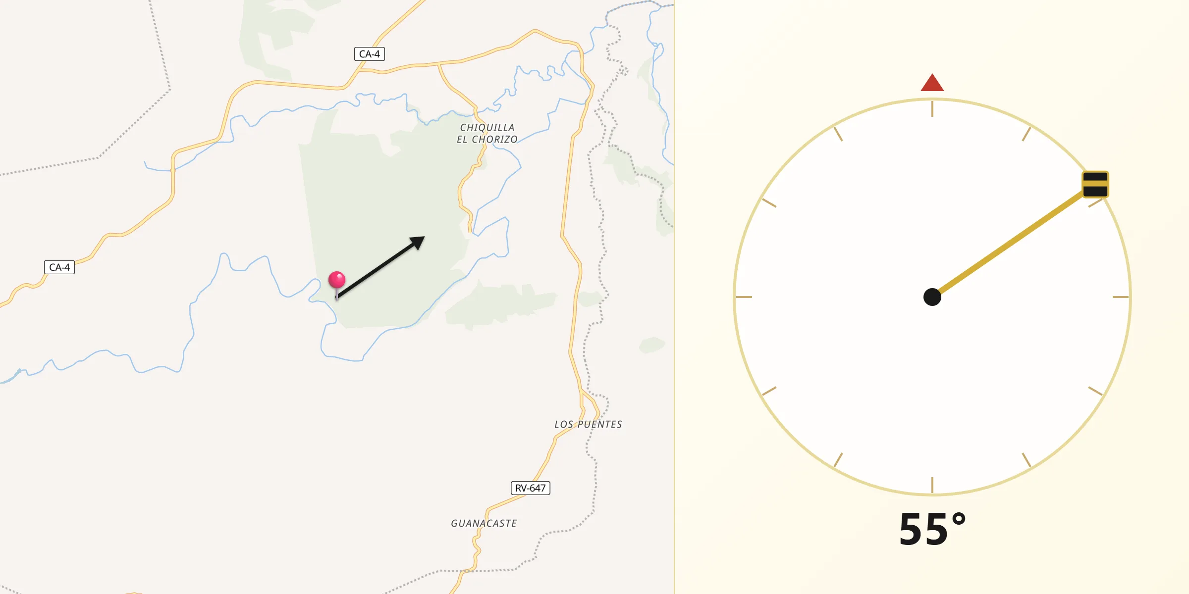 Dirección de la Qibla desde Nueva Frontera
