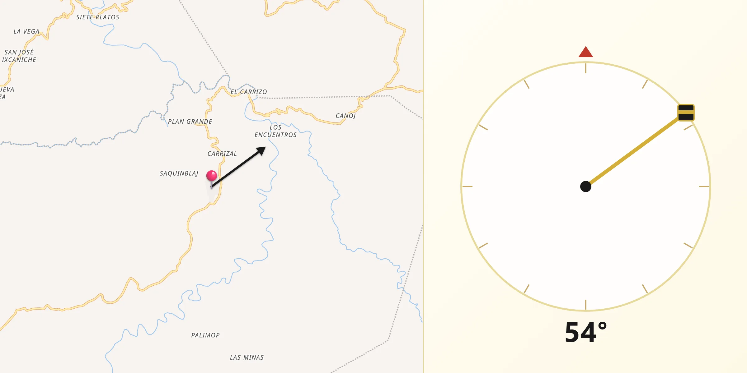 Dirección de la Qibla desde Sipacapa