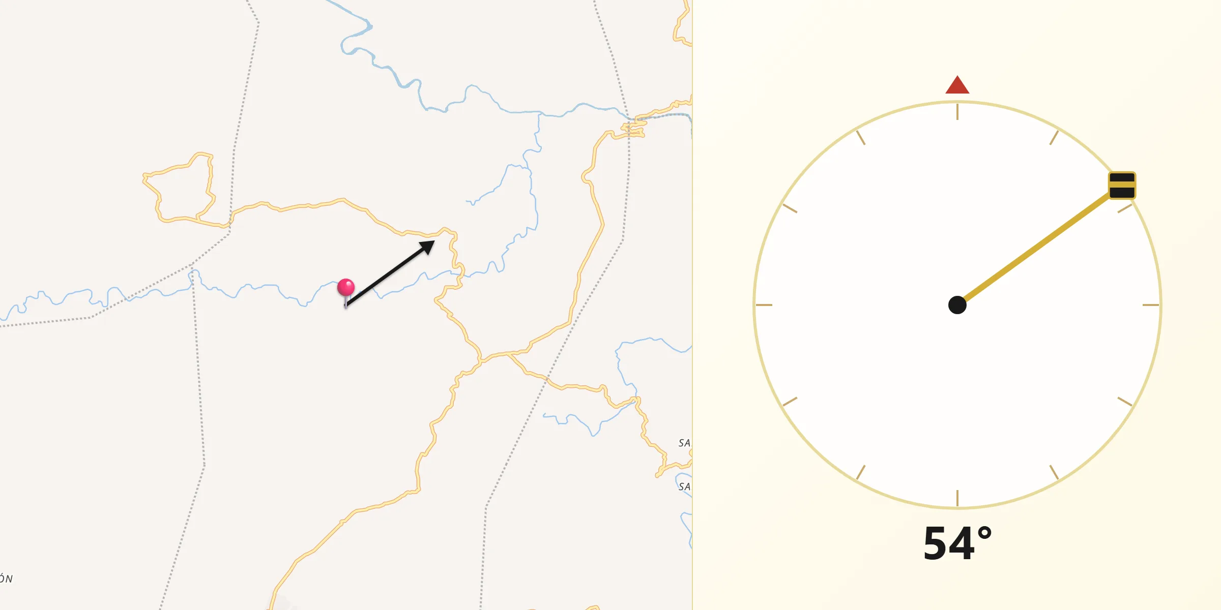 Dirección de la Qibla desde Municipio de San Andrés Sajcabajá