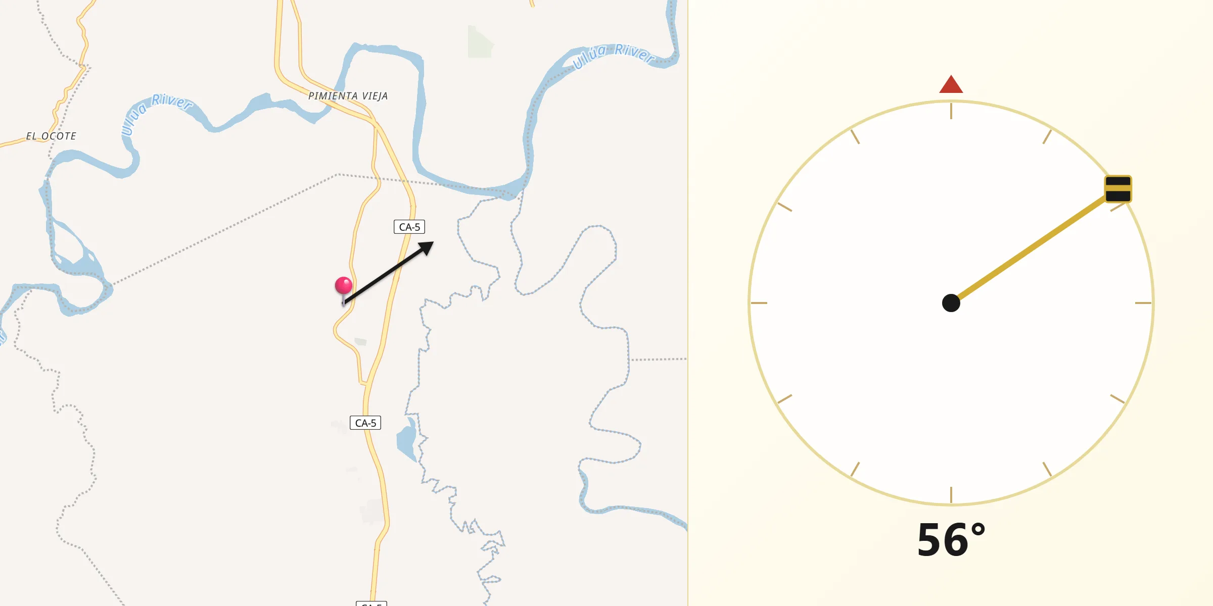 Dirección de la Qibla desde Pimienta Vieja