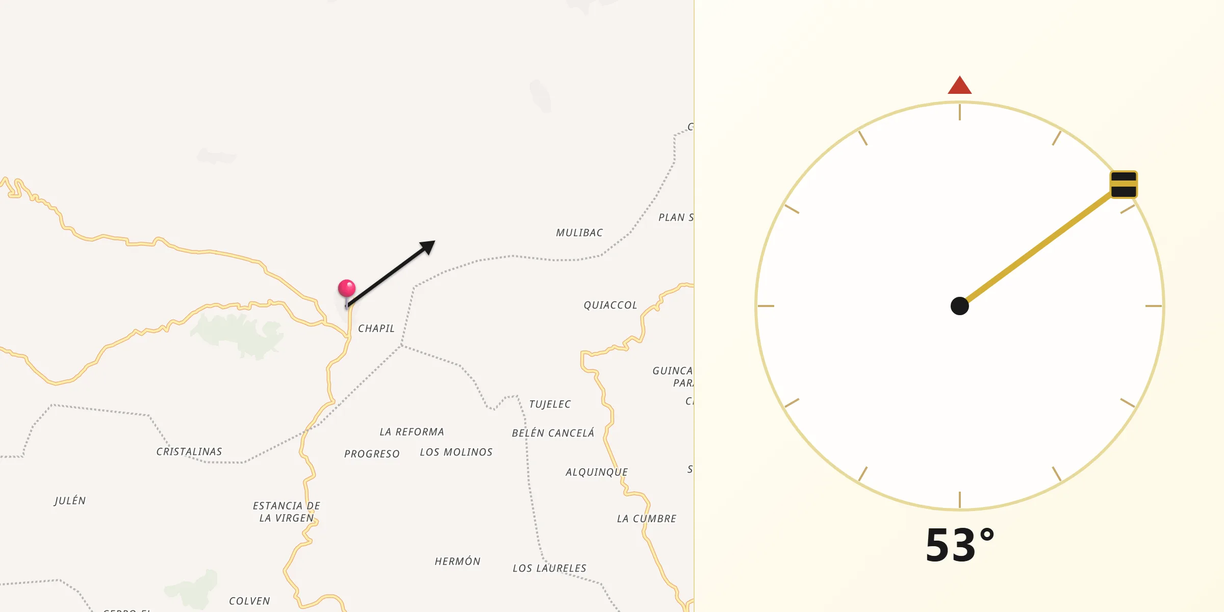 Dirección de la Qibla desde Concepción Tutuapa