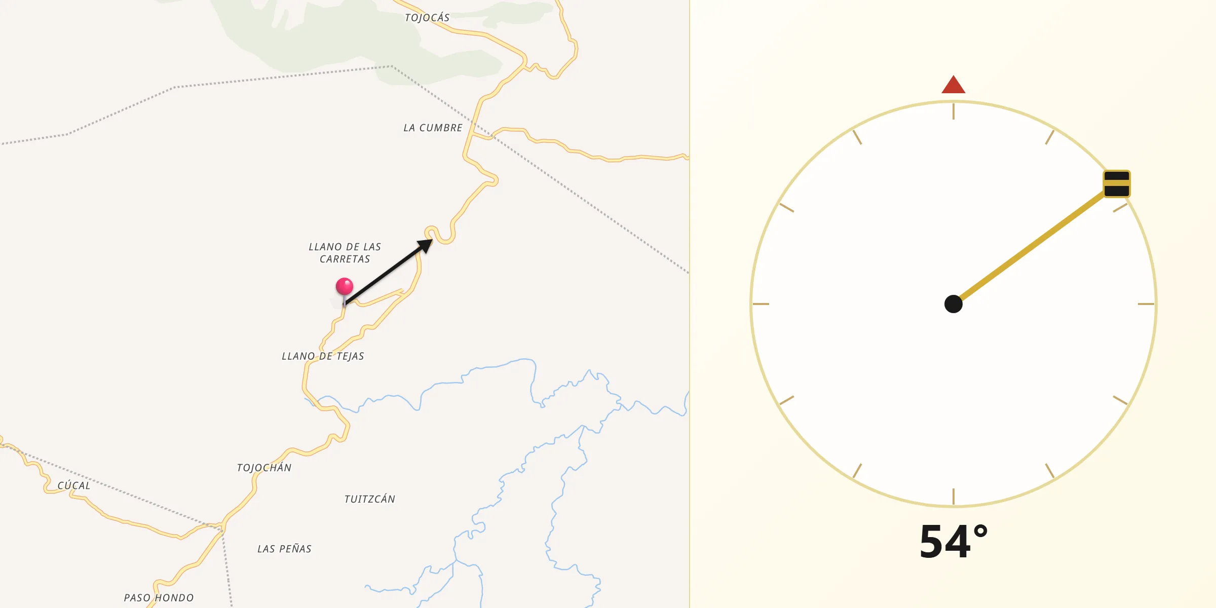Dirección de la Qibla desde Malacatancito