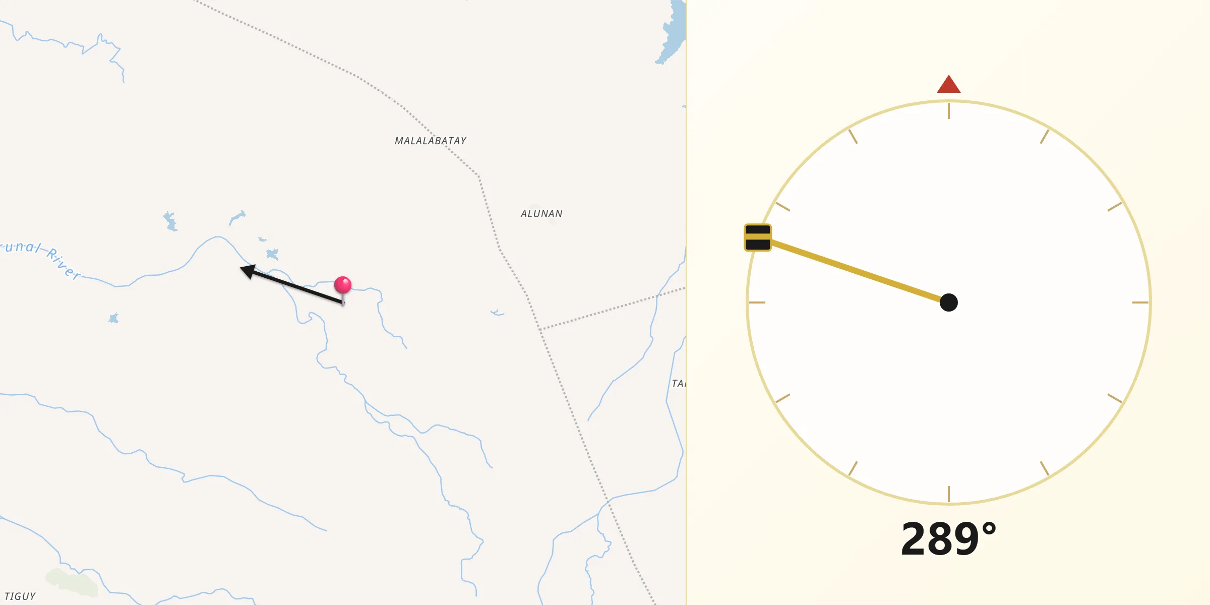 Qibla Direction from Bamban