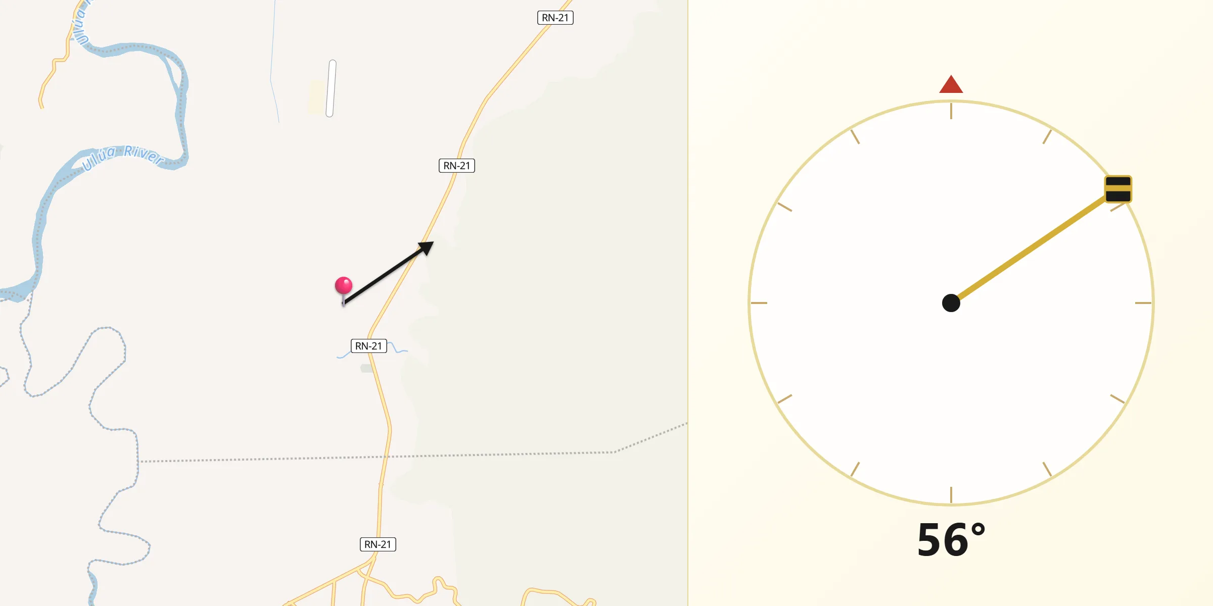 Dirección de la Qibla desde Agua Blanca Sur
