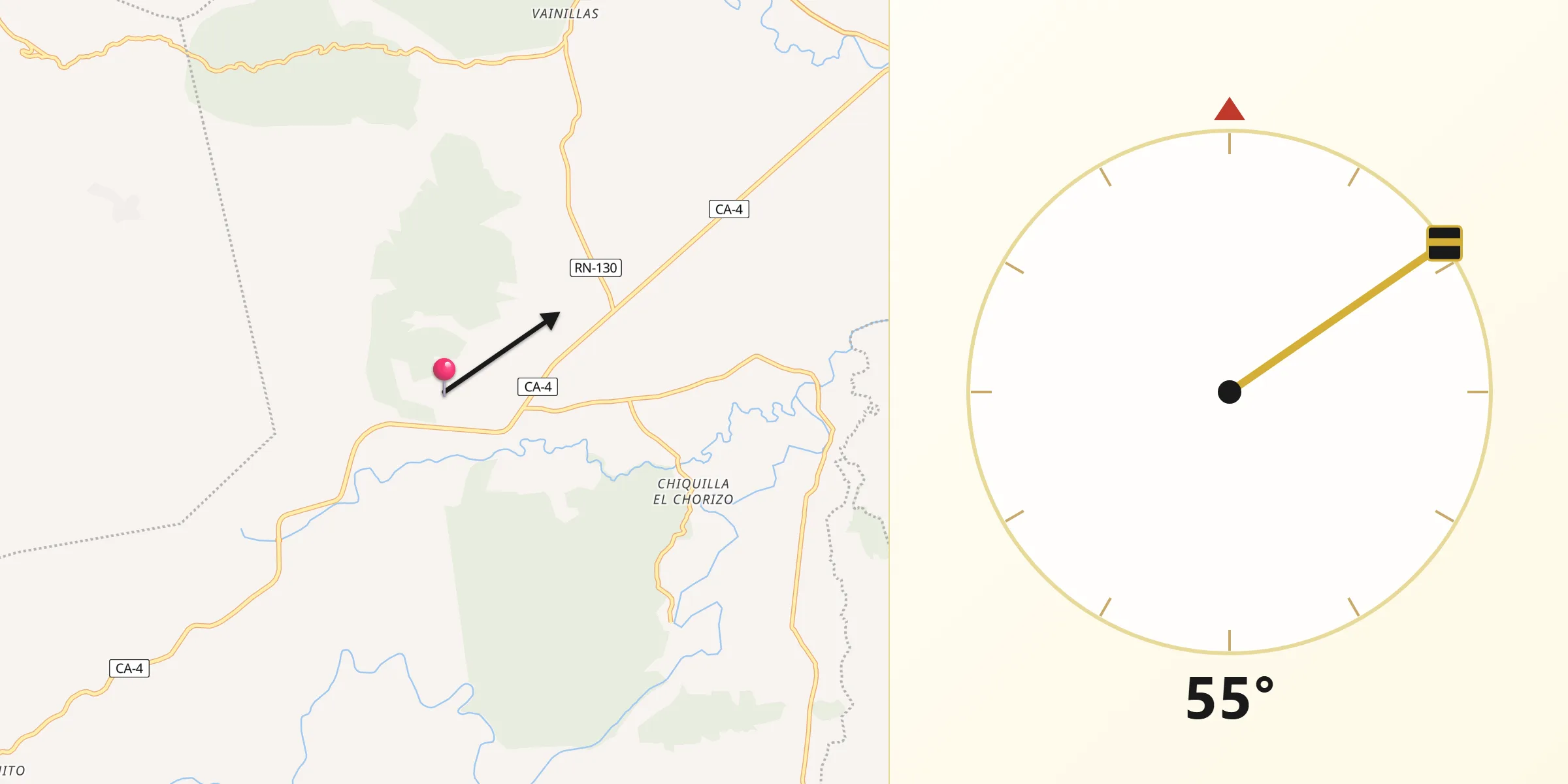 Dirección de la Qibla desde Sula