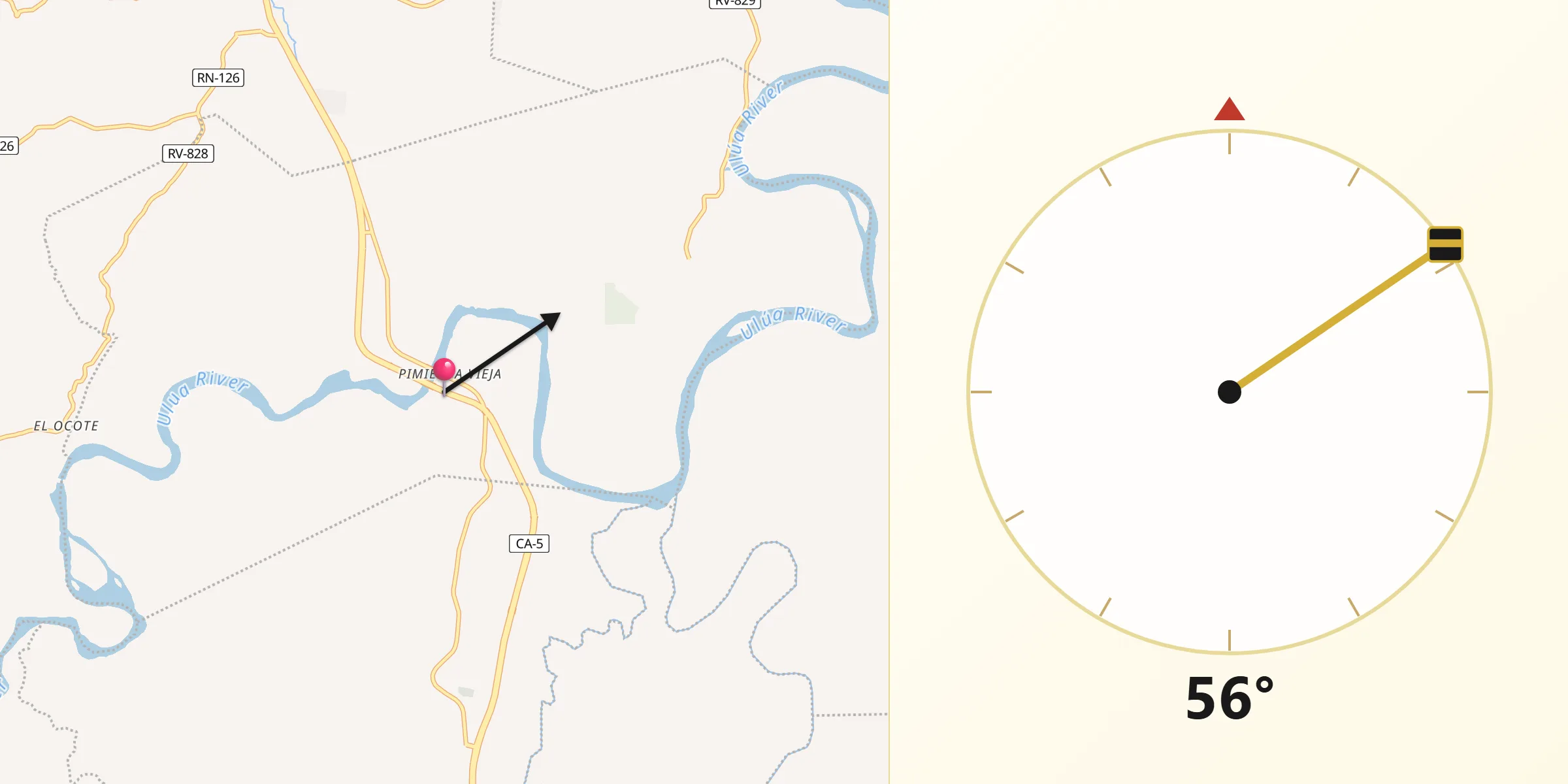 Dirección de la Qibla desde Pimienta