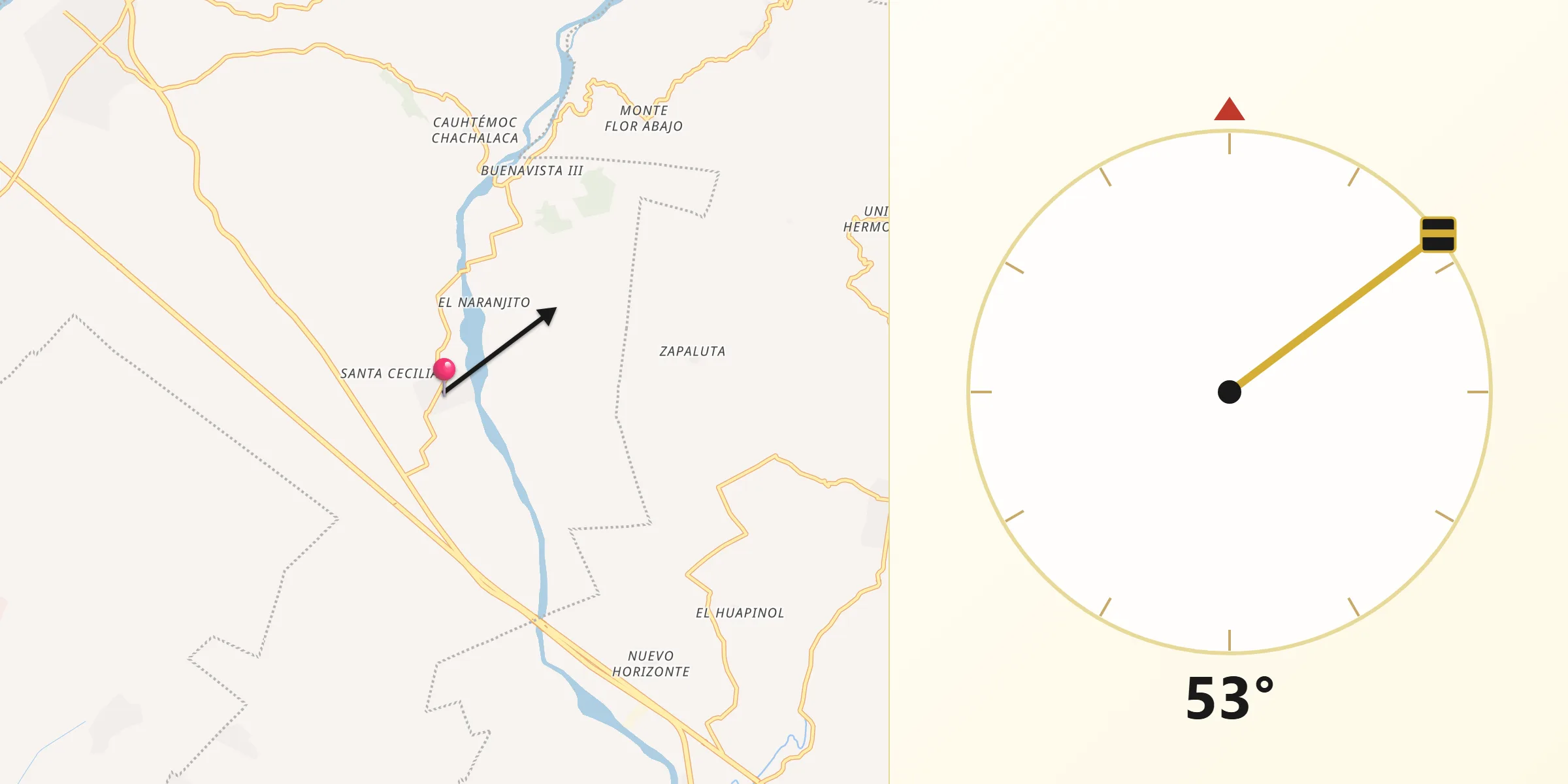 Dirección de la Qibla desde San Felipe Tizapa