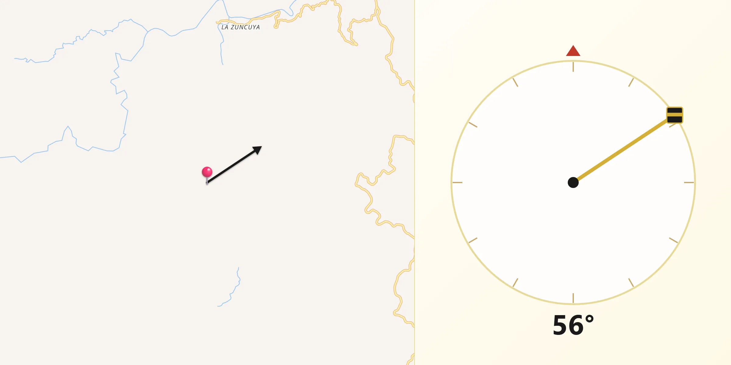 Dirección de la Qibla desde Esquipulas del Norte