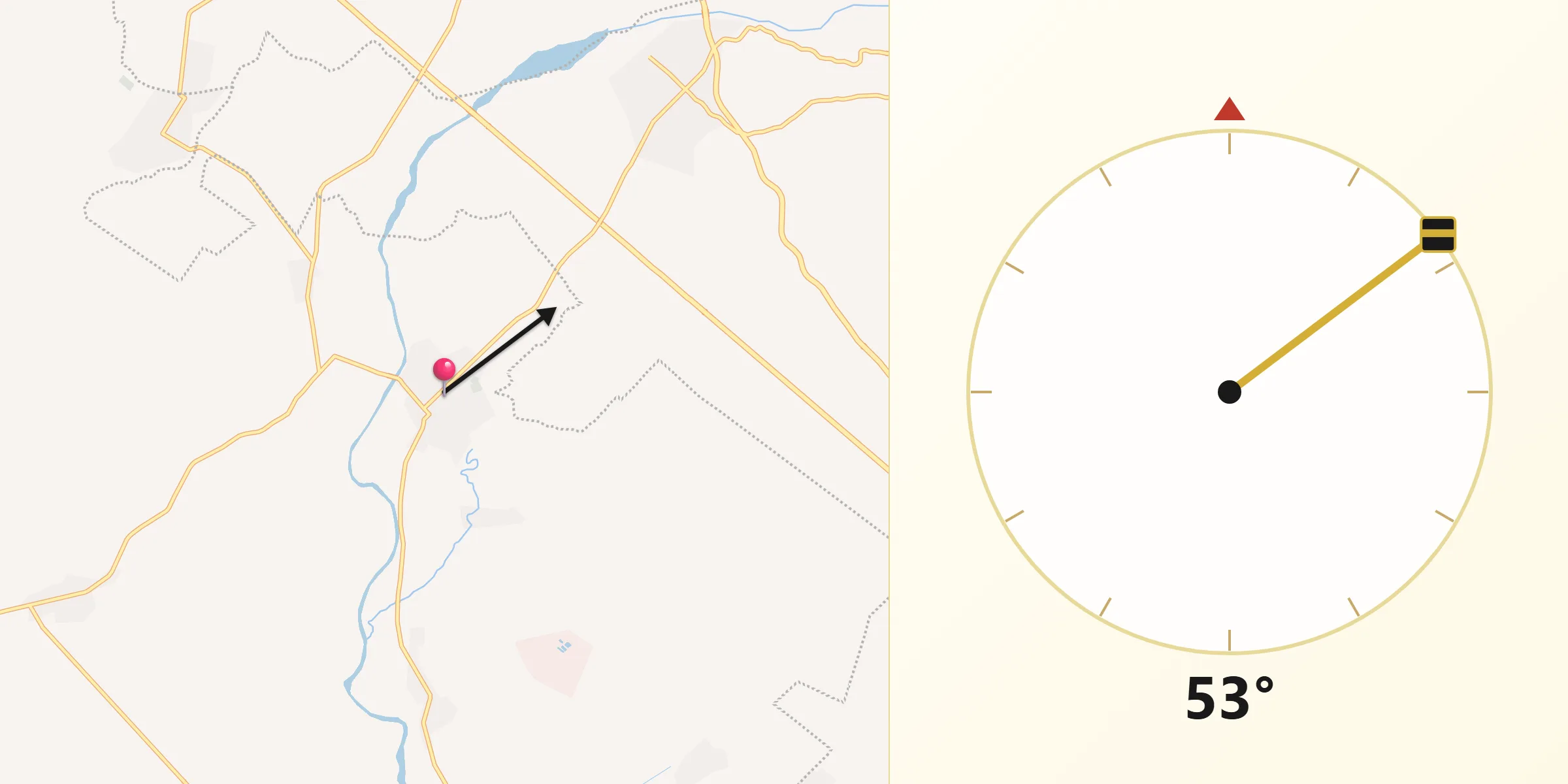 Dirección de la Qibla desde Acapetahua