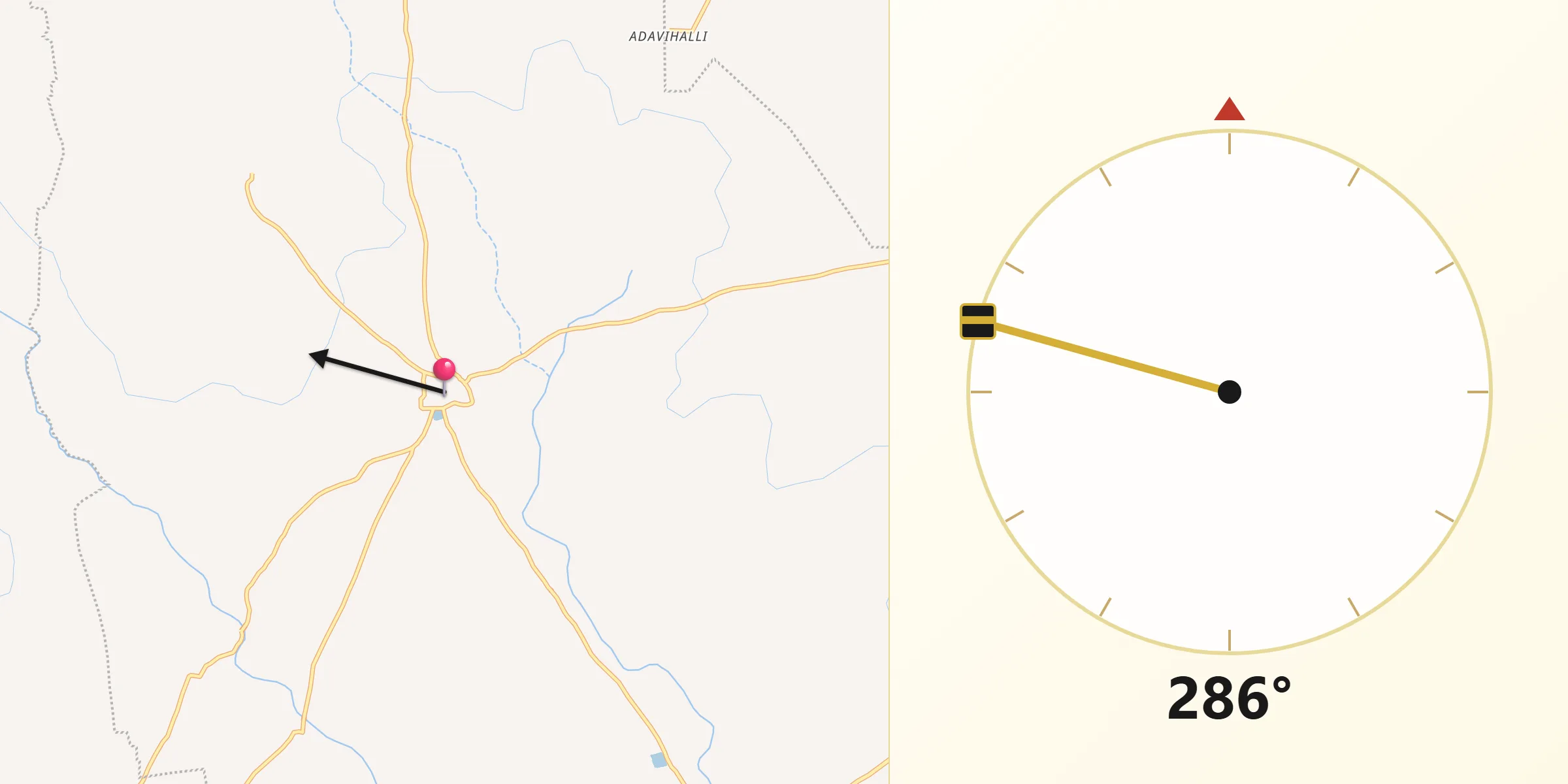 Kavalur سے مکہ کی سمت