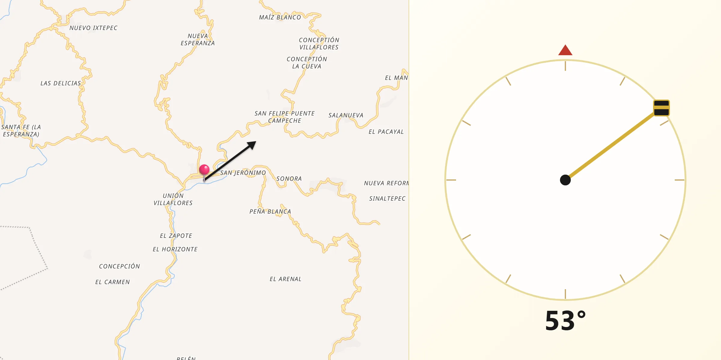 Dirección de la Qibla desde Belisario Domínguez