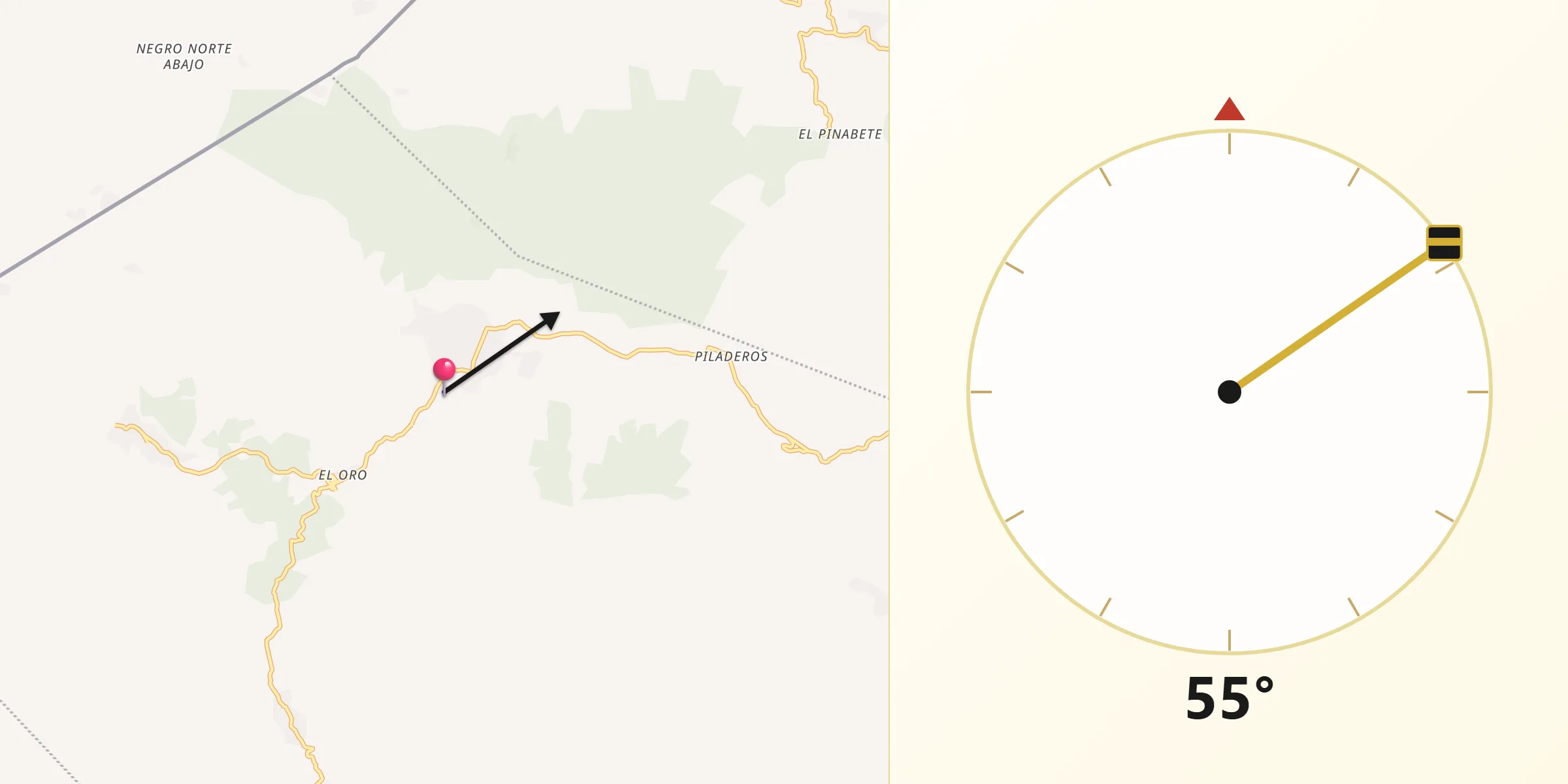 Dirección de la Qibla desde Tras Cerros