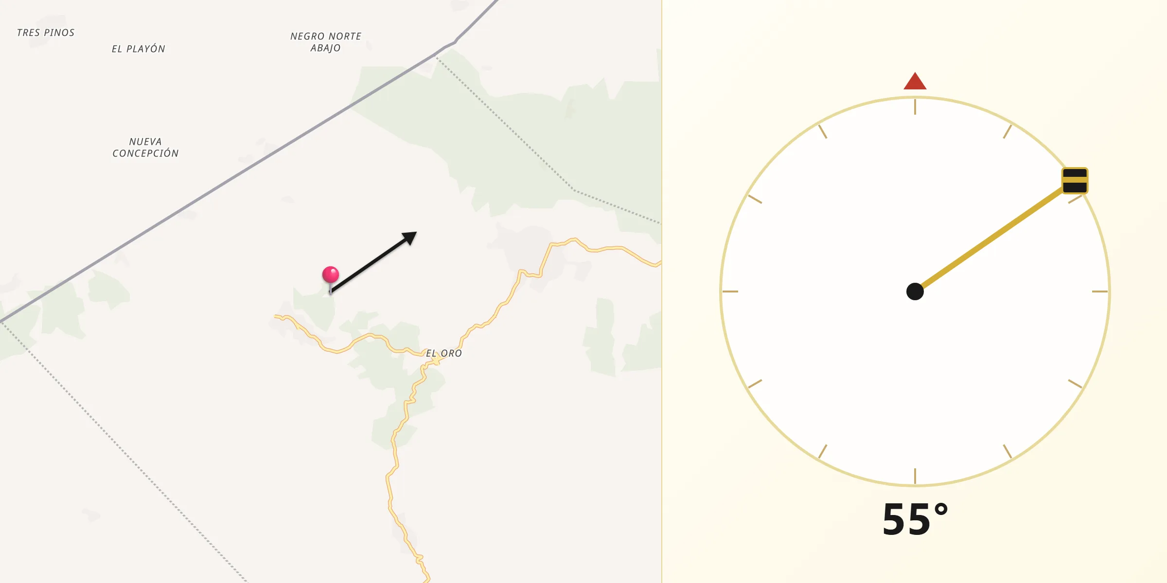 Dirección de la Qibla desde San José de Tarros