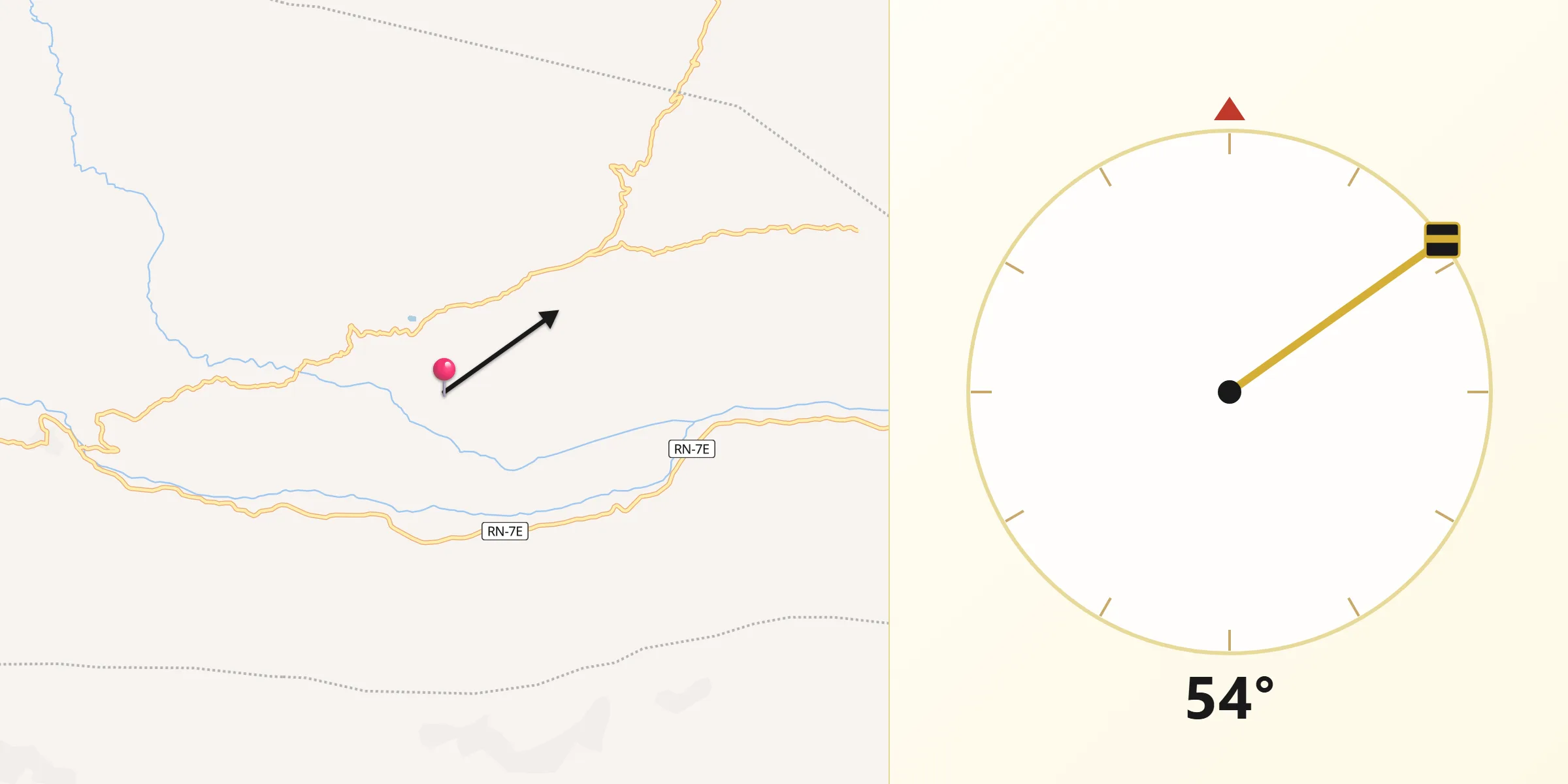Dirección de la Qibla desde Tucurú