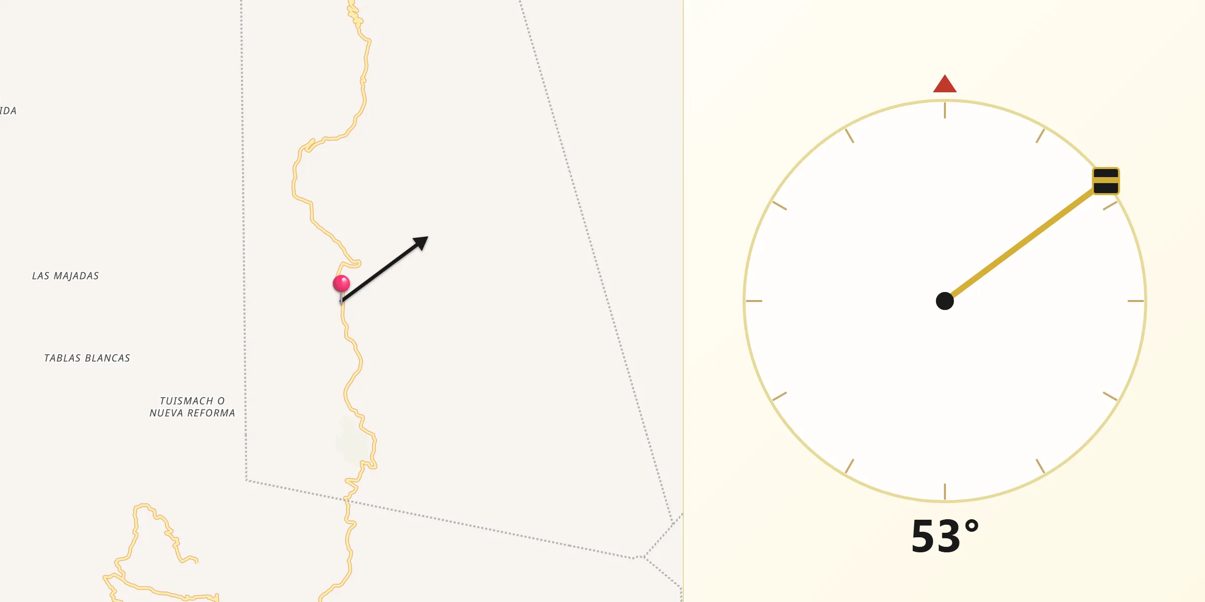 Dirección de la Qibla desde Tectitán