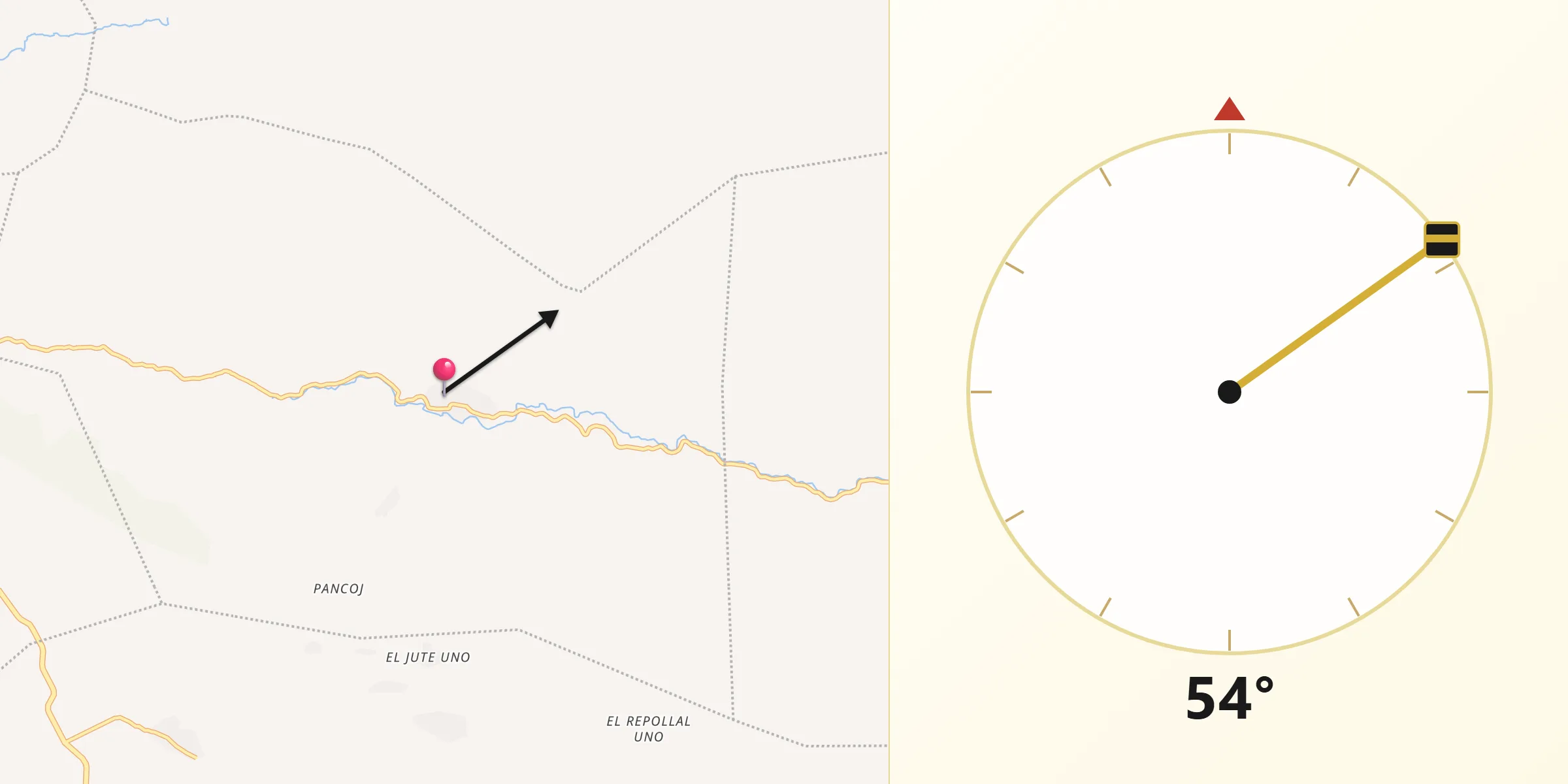 Dirección de la Qibla desde Tamahú