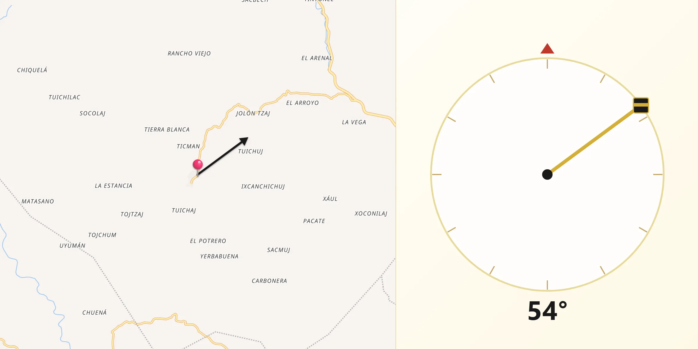 Dirección de la Qibla desde Santa Bárbara