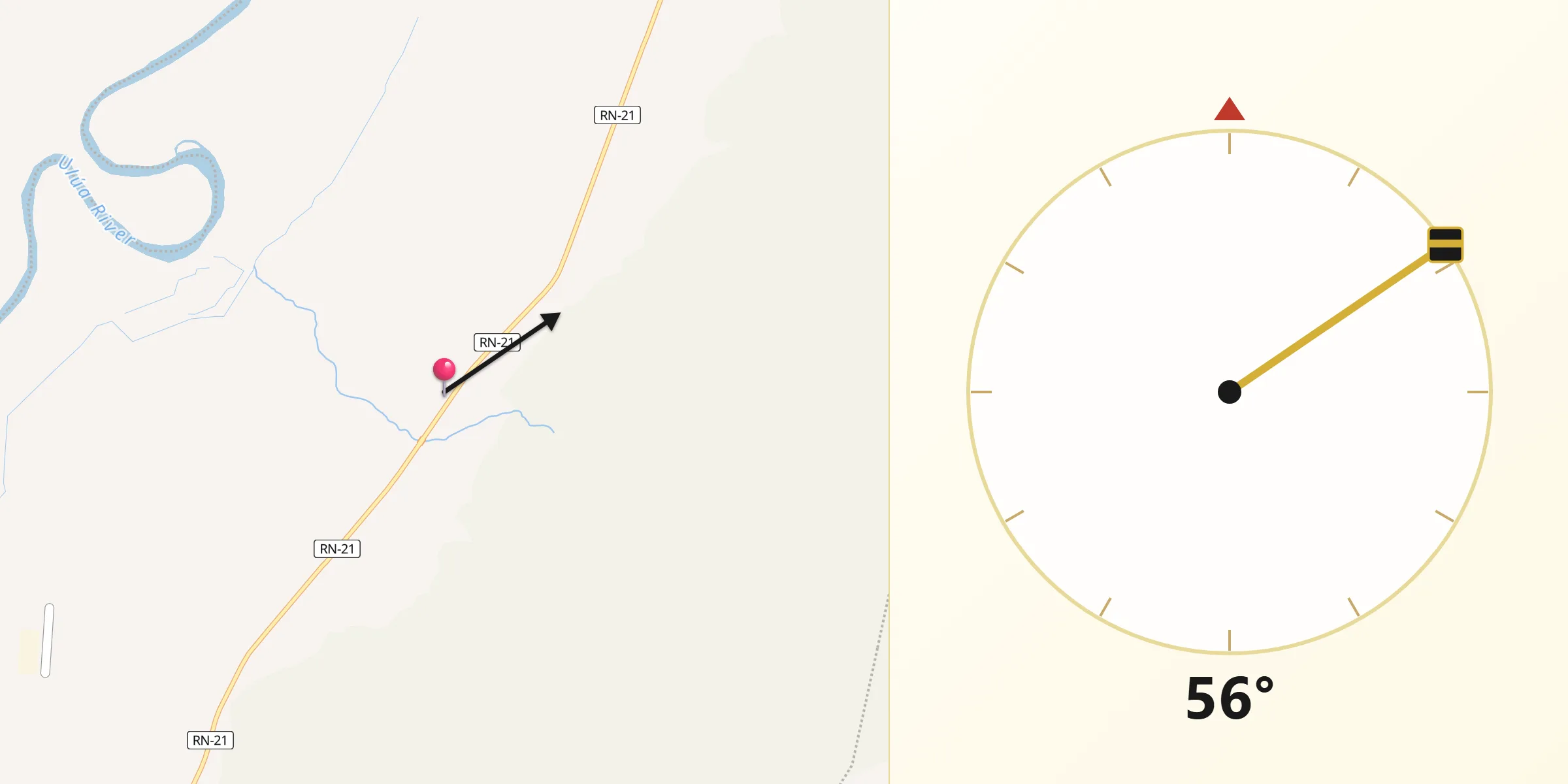 Dirección de la Qibla desde La Mina