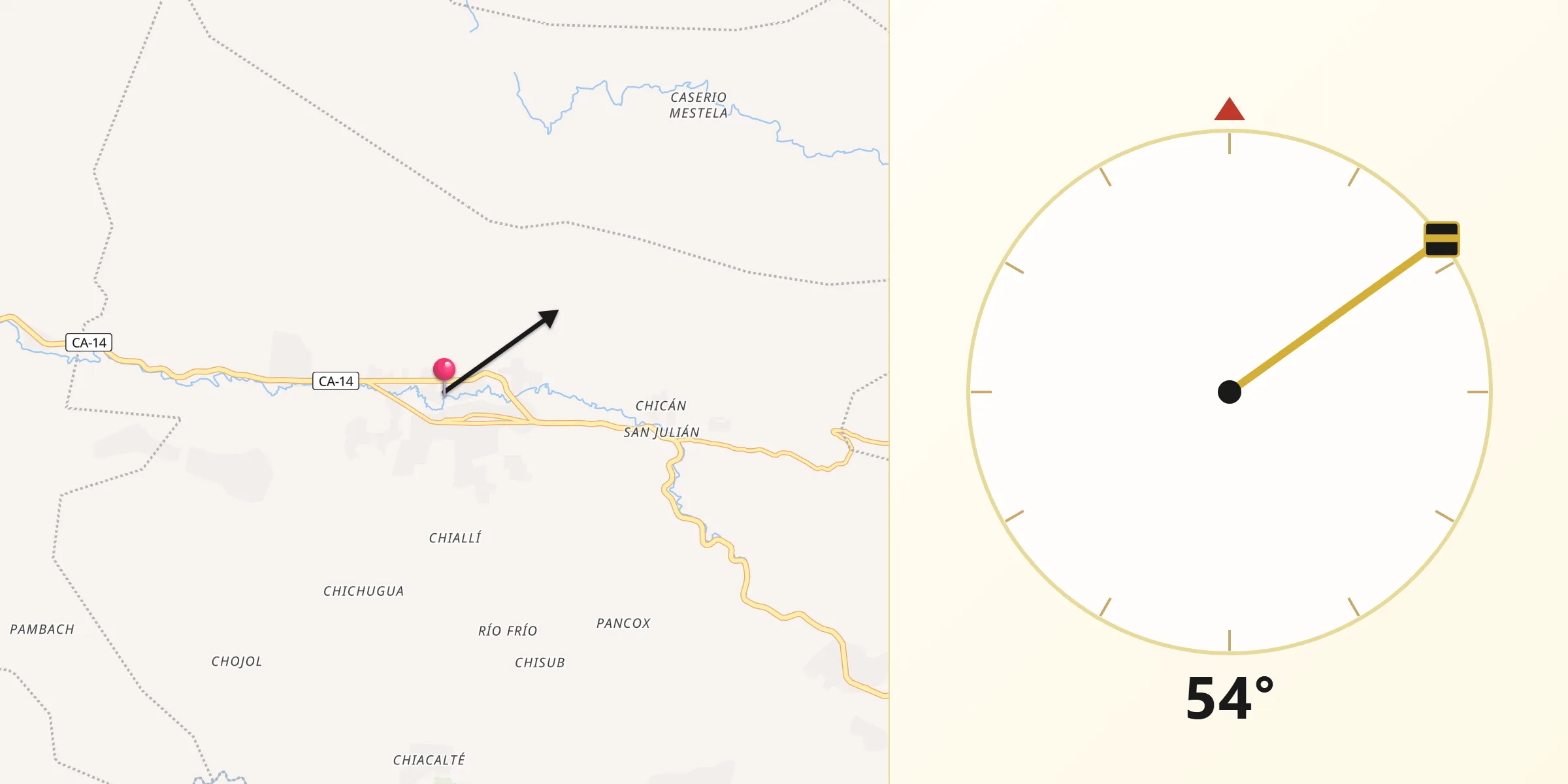 Dirección de la Qibla desde Tactic