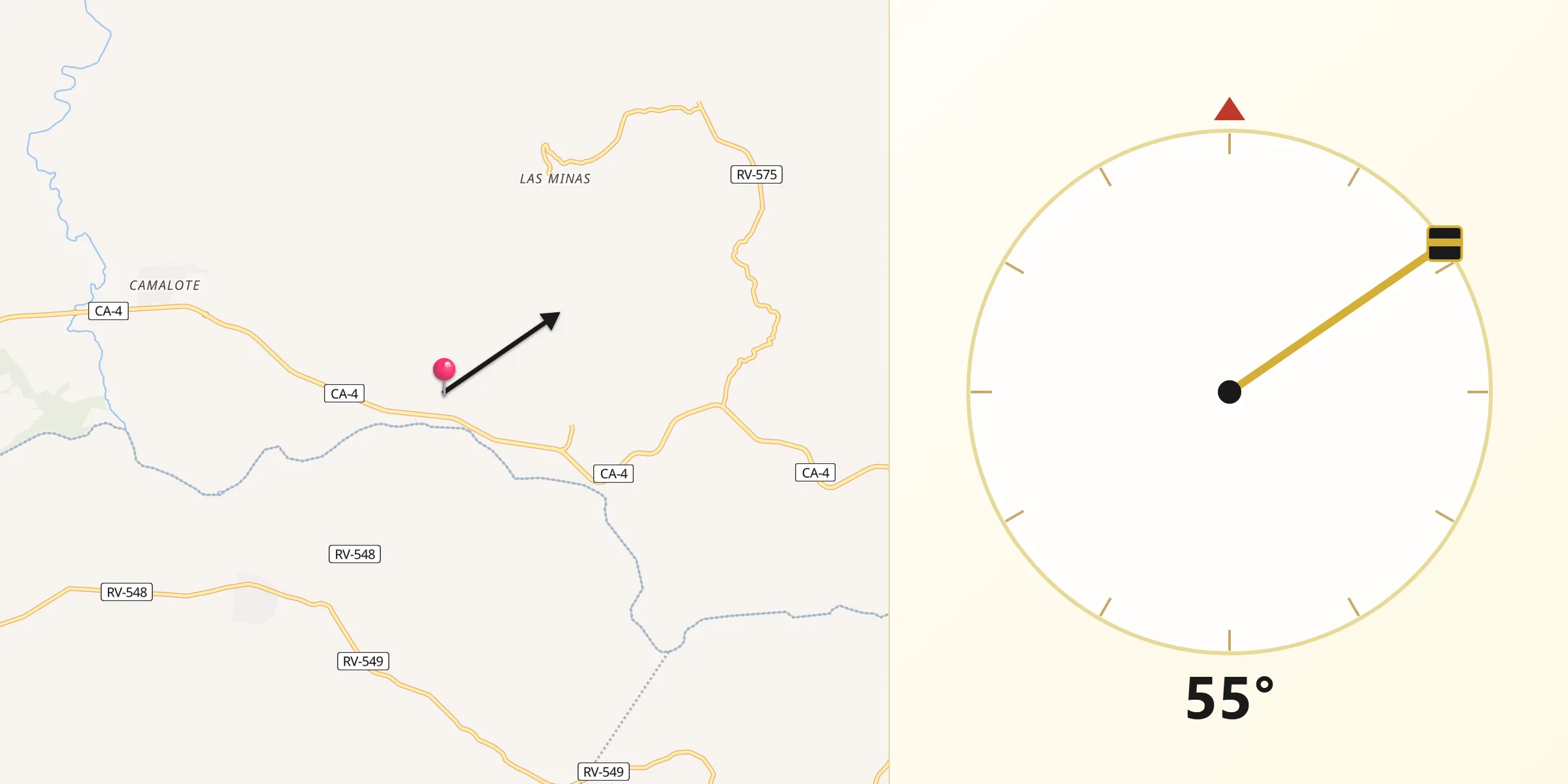 Dirección de la Qibla desde Camalote