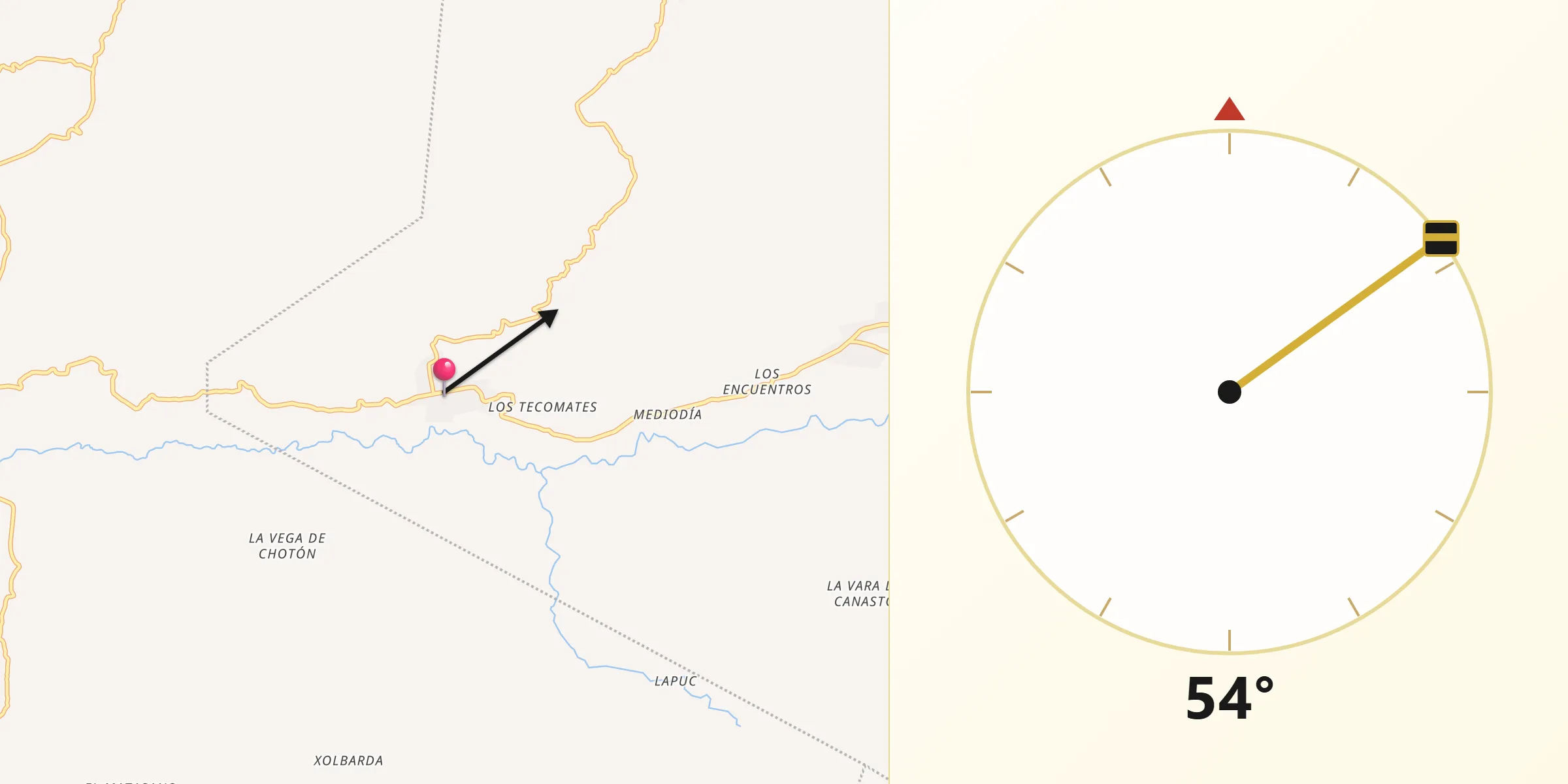 Dirección de la Qibla desde Chicamán