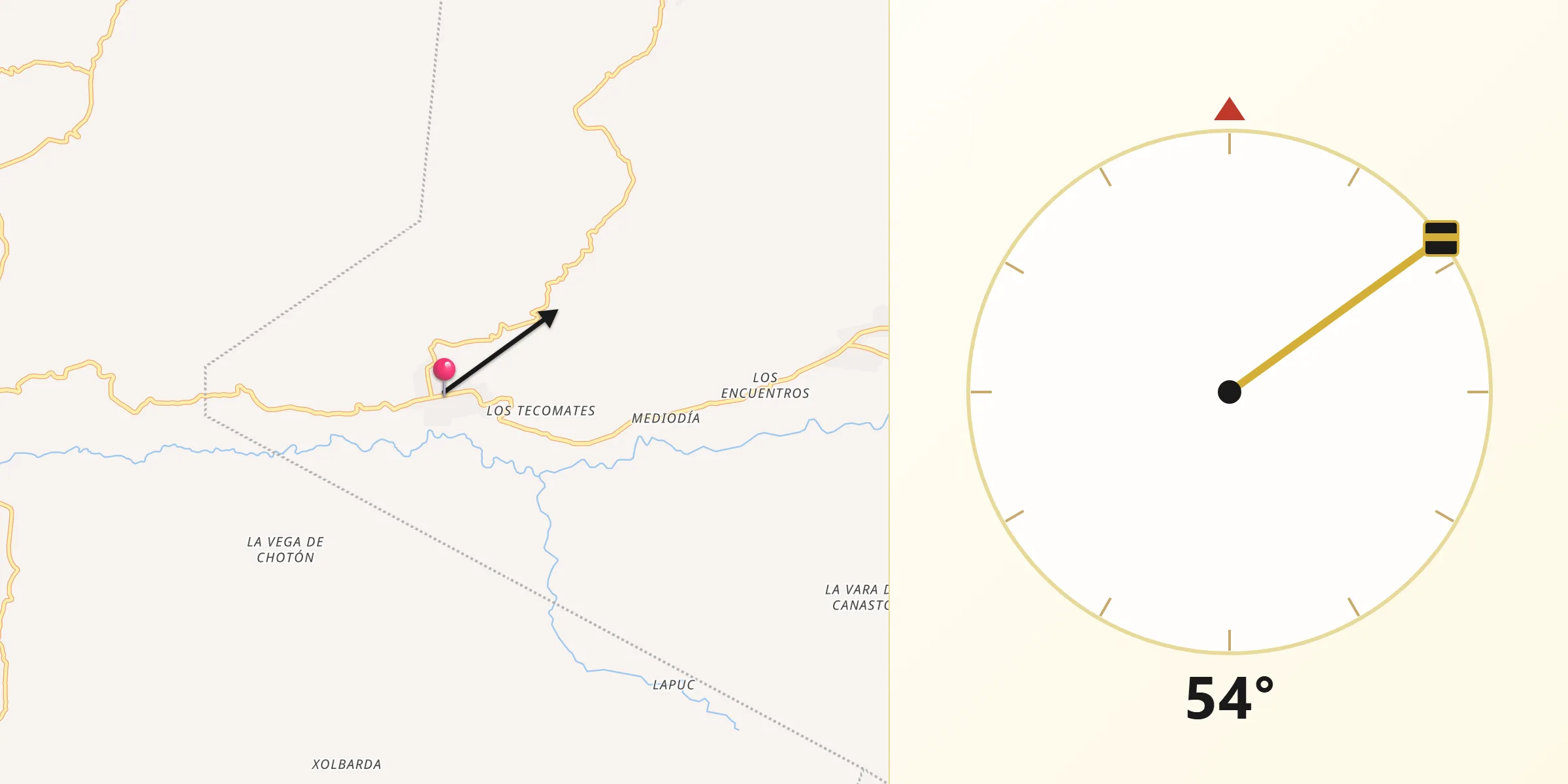 Dirección de la Qibla desde Municipio de Chicaman